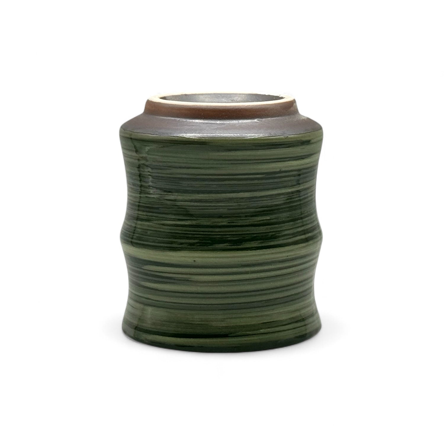 Katachi Oribe Green Mino-yaki Yunomi - Japanese Teacup