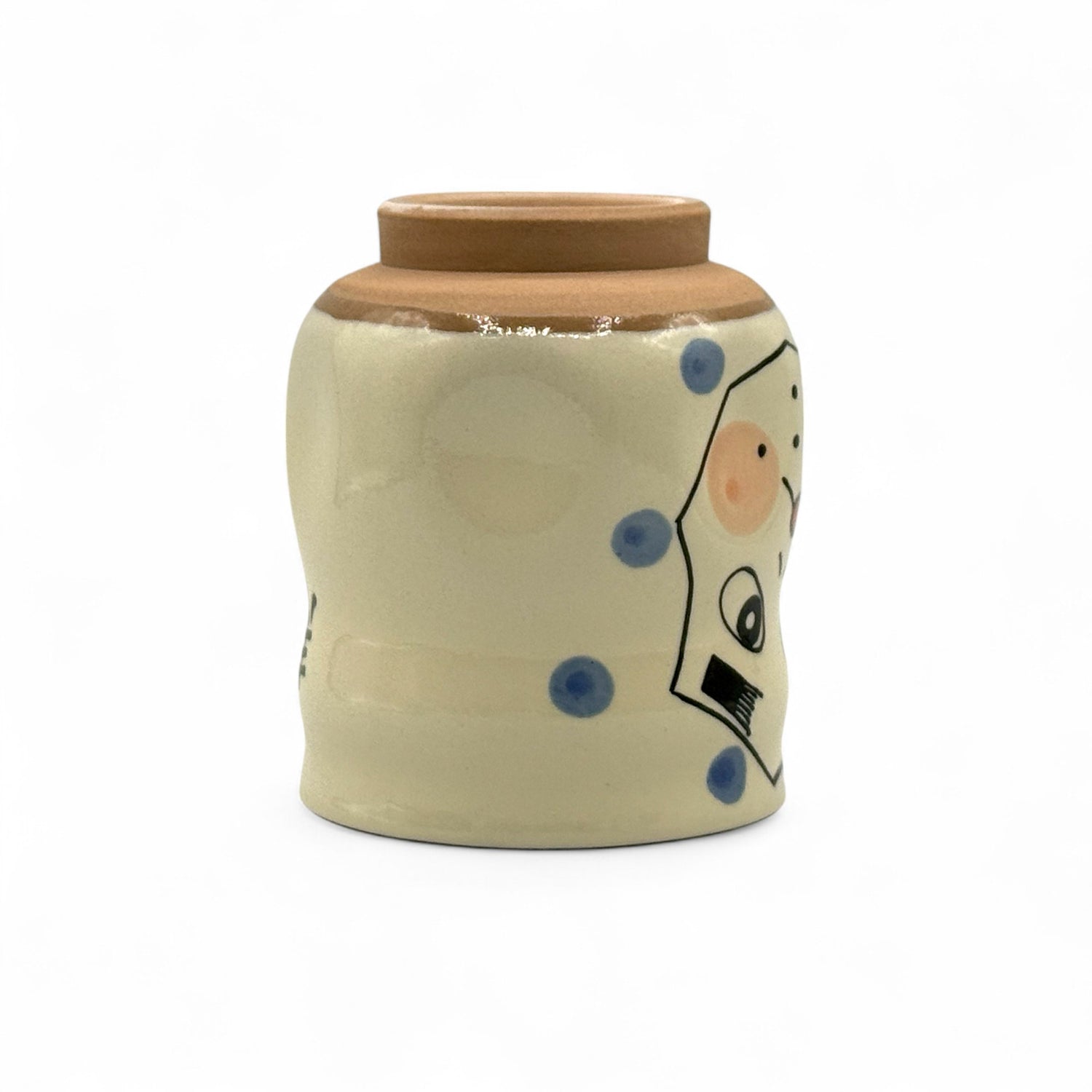 Hyottoko Beige White Mino-yaki Yunomi - Japanese Teacup