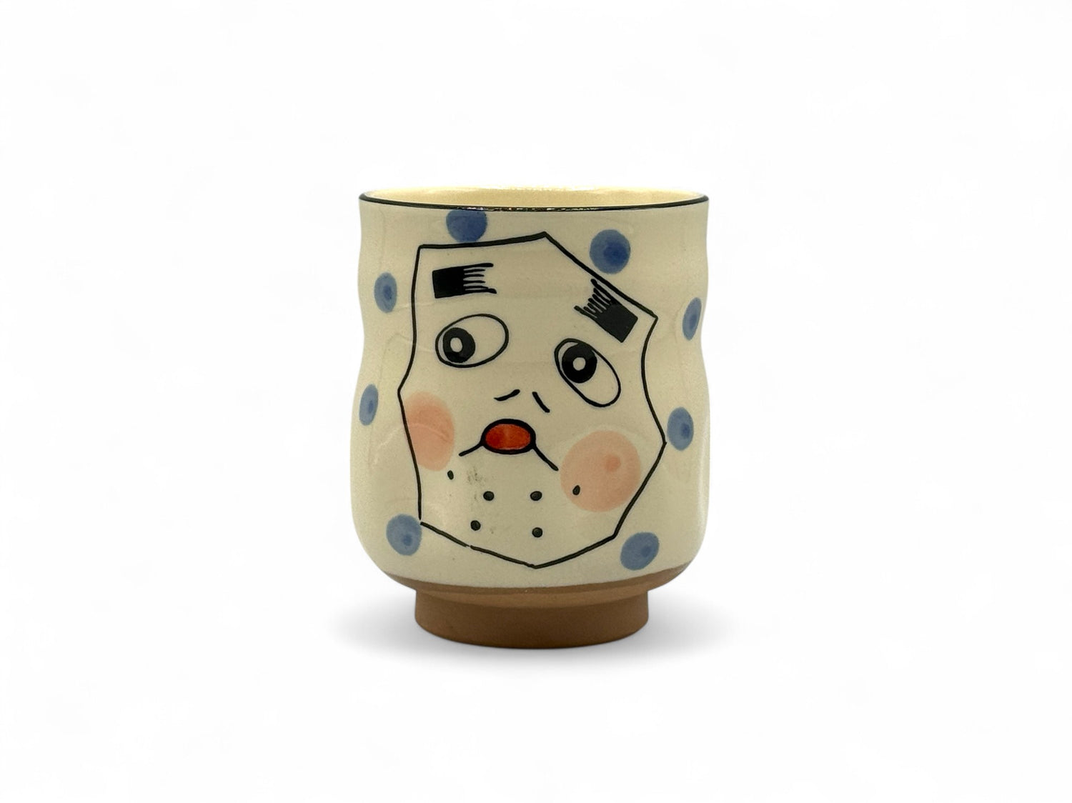 Hyottoko Beige White Mino-yaki Yunomi - Japanese Teacup