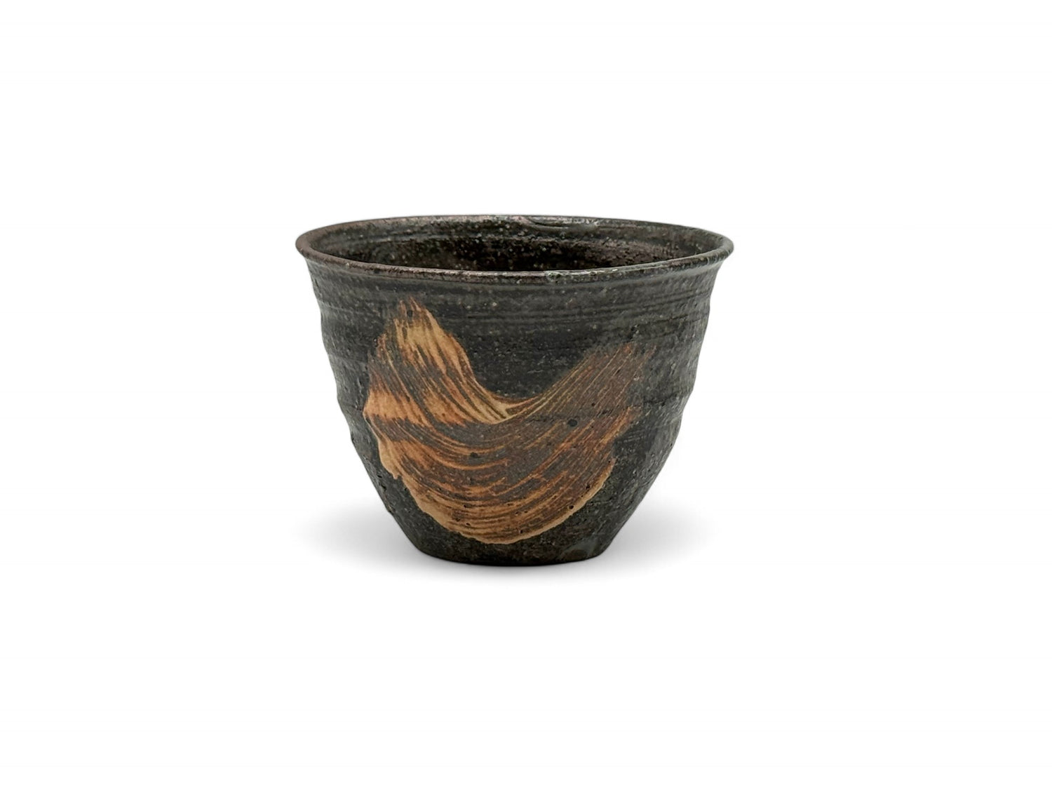 Ara Brushstroke Hake Brown Shigaraki-yaki Yunomi - Japanese Teacup