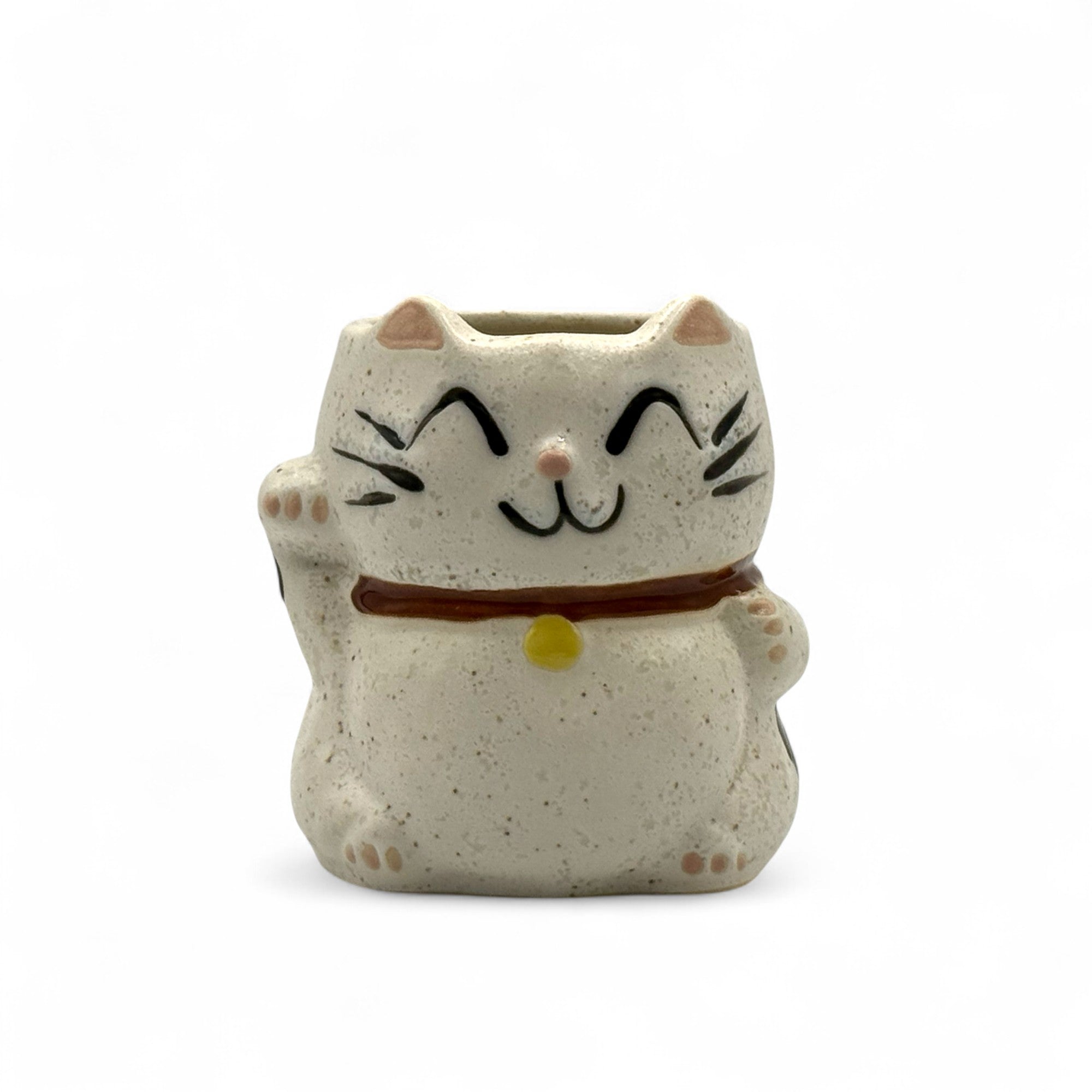 Maneki Neko White Cat Mino-yaki Mug - Japanese Tea Mug