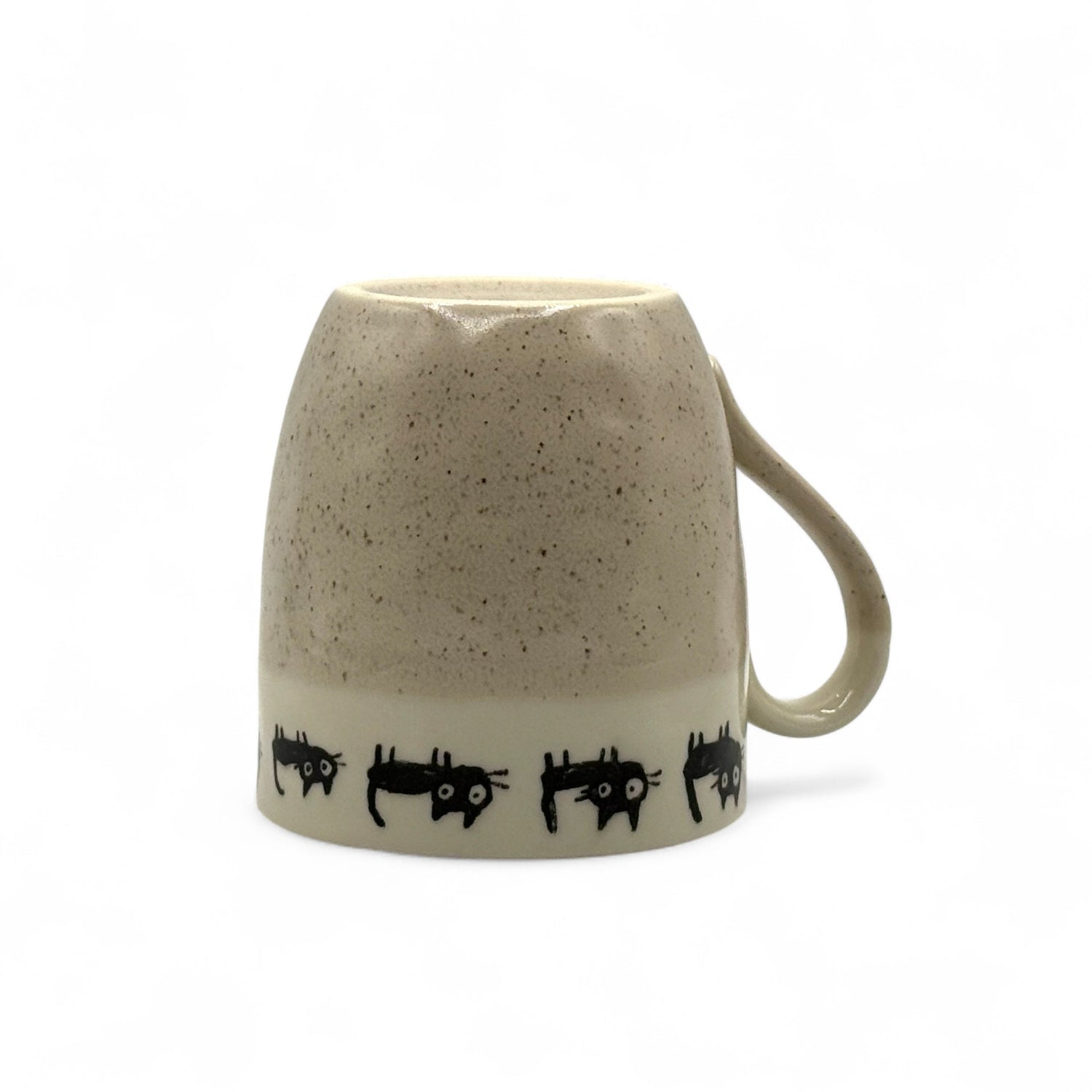 Beige Black Cat Mino-yaki Mug - Japanese Tea Mug