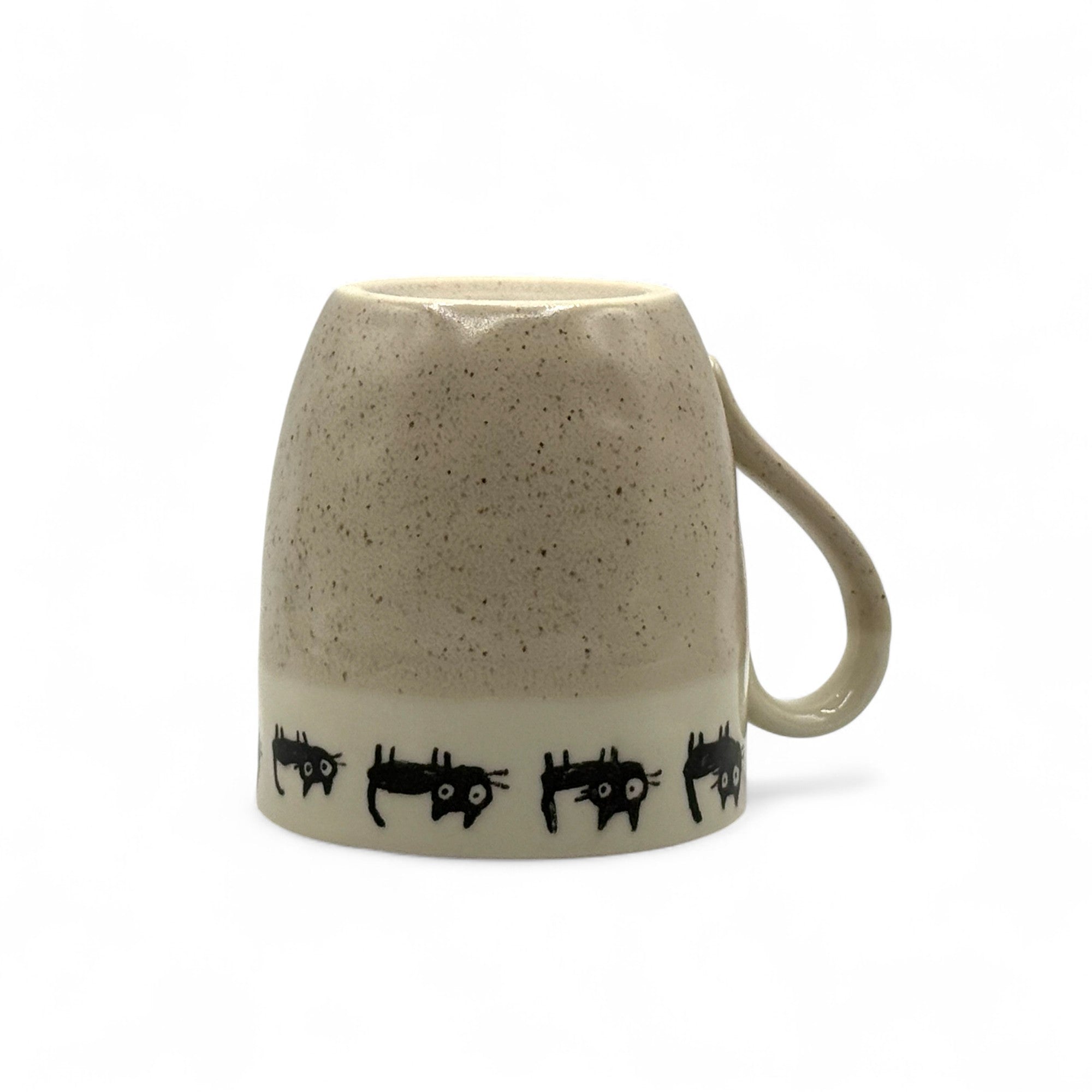 Beige Black Cat Mino-yaki Mug - Japanese Tea Mug