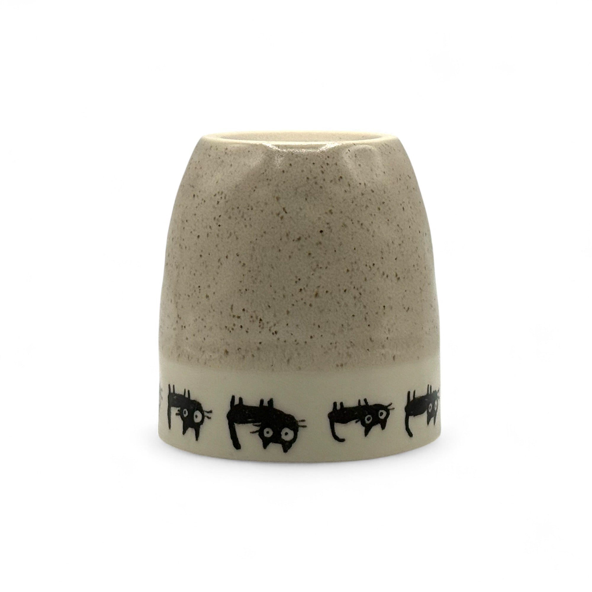 Beige Black Cat Mino-yaki Mug - Japanese Tea Mug