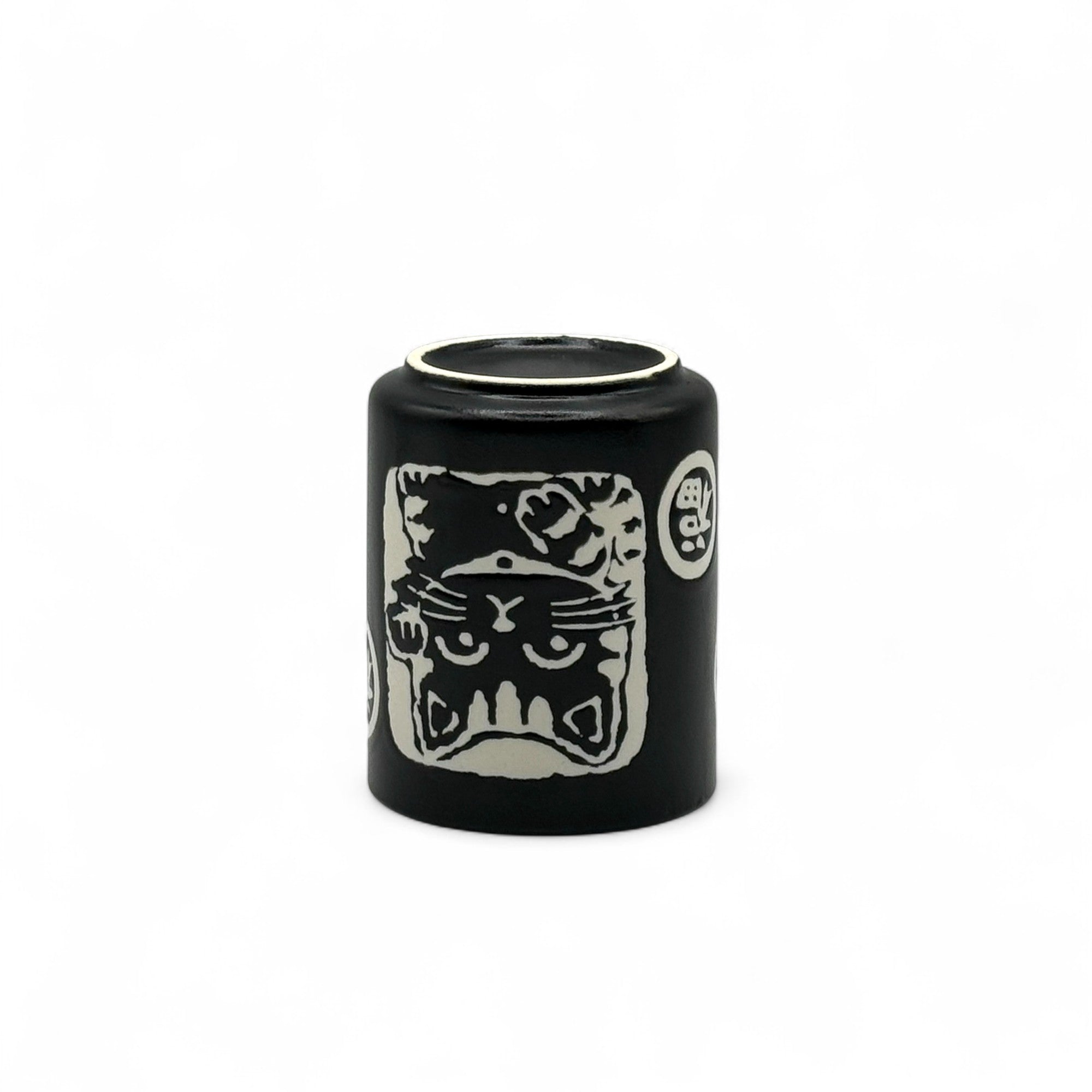 Shukufuku Black Neko Cat Yunomi - Japanese Teacup