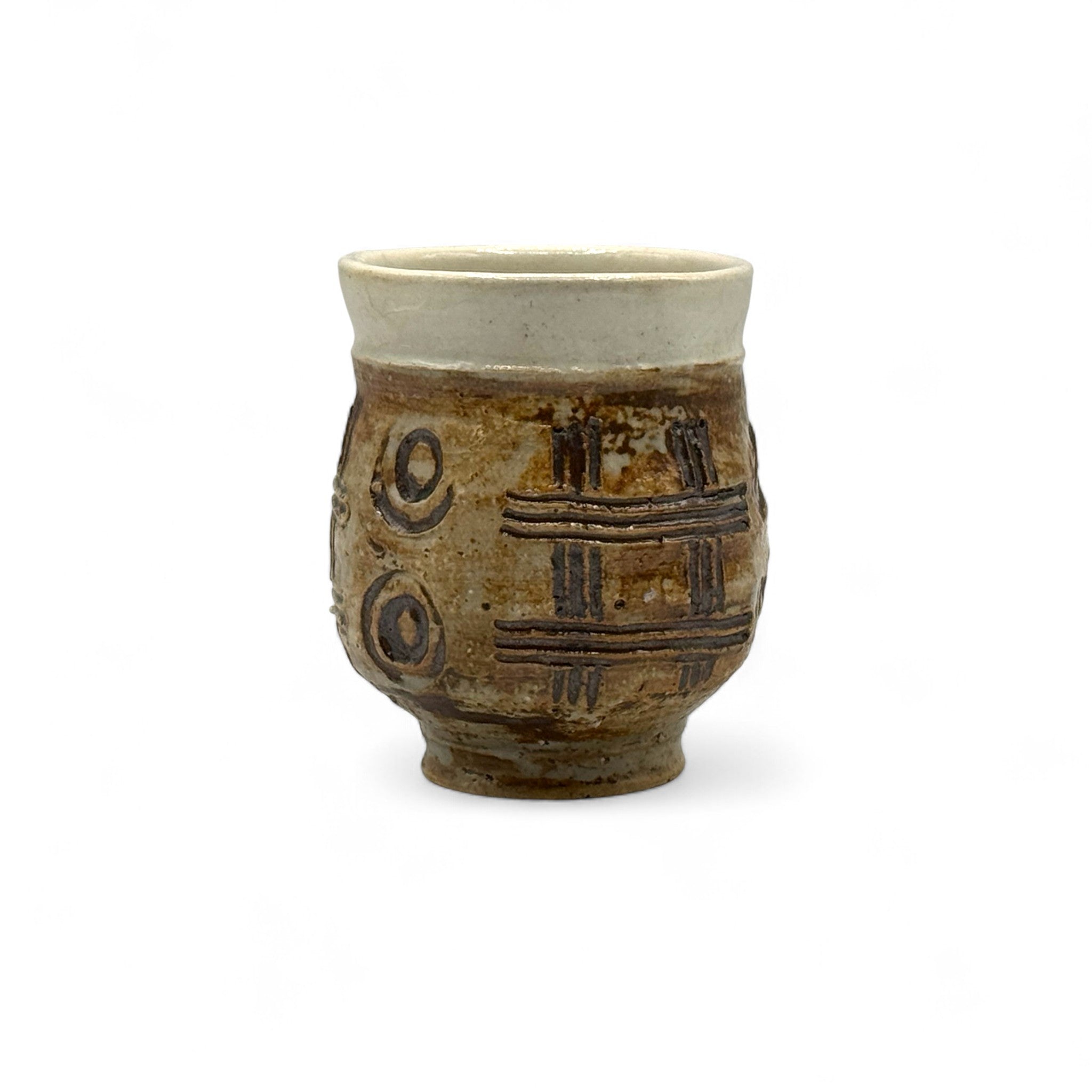Kakioto Brown Shigaraki-yaki Yunomi - Japanese Teacup