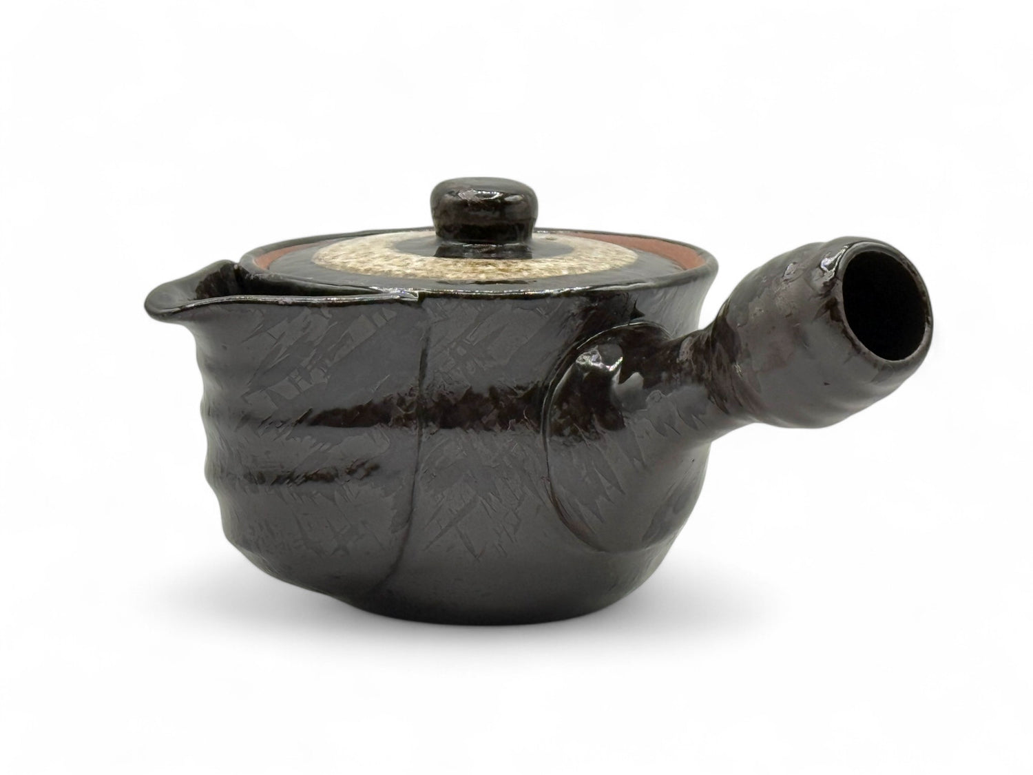 Shiro Hirokuchi Brown Tokoname-yaki Kyusu - Japanese Teapot