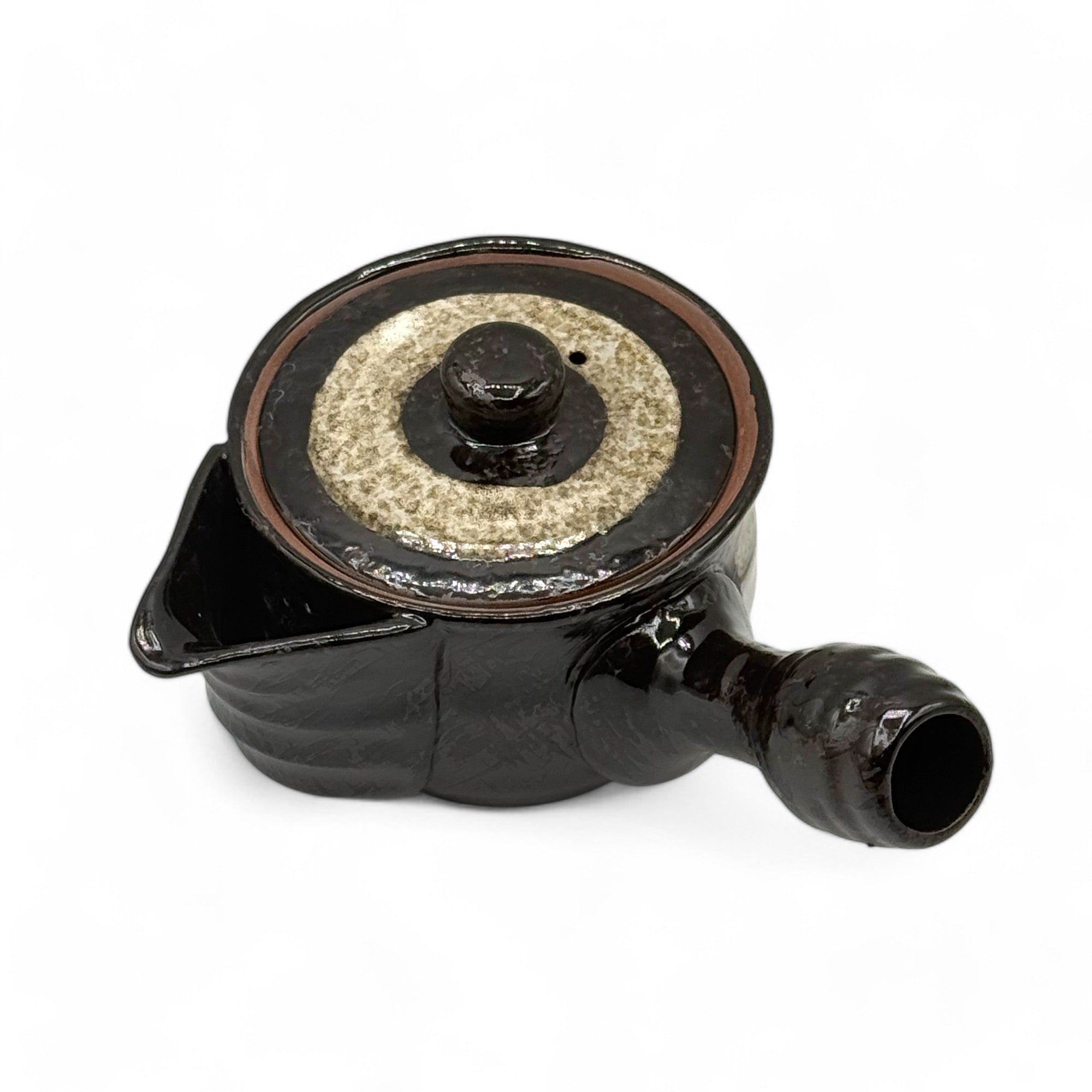 Shiro Hirokuchi Brown Tokoname-yaki Kyusu - Japanese Teapot