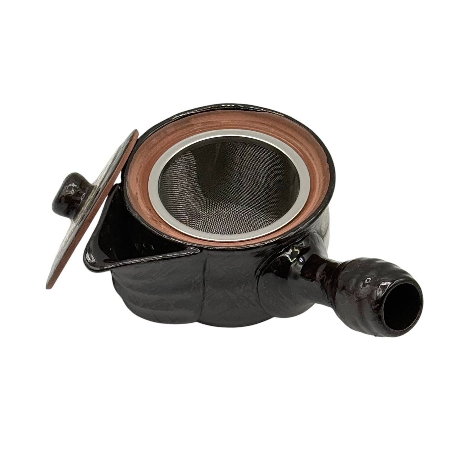 Shiro Hirokuchi Brown Tokoname-yaki Kyusu - Japanese Teapot