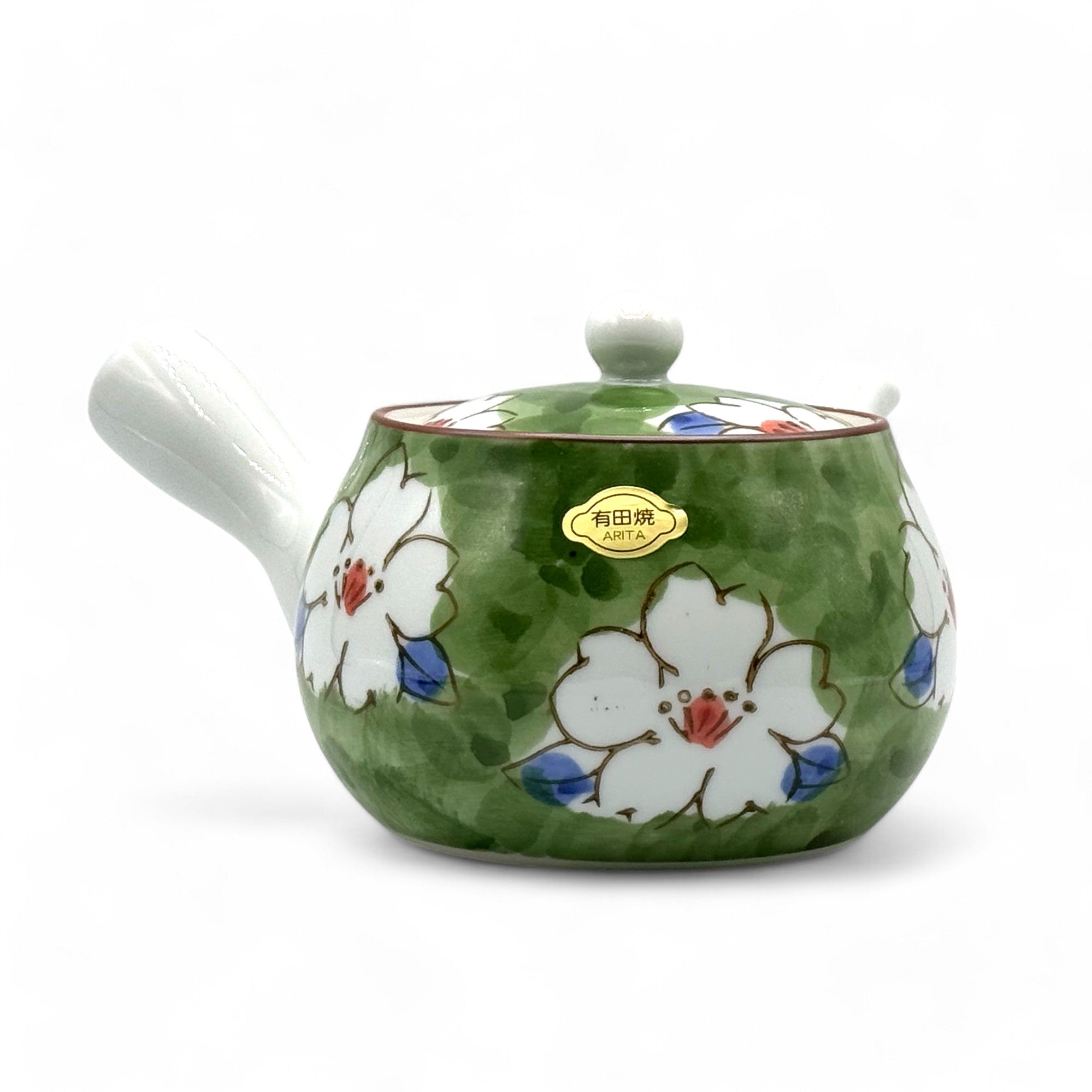 Imari Hana Green Arita-yaki Kyusu - Japanese Teapot