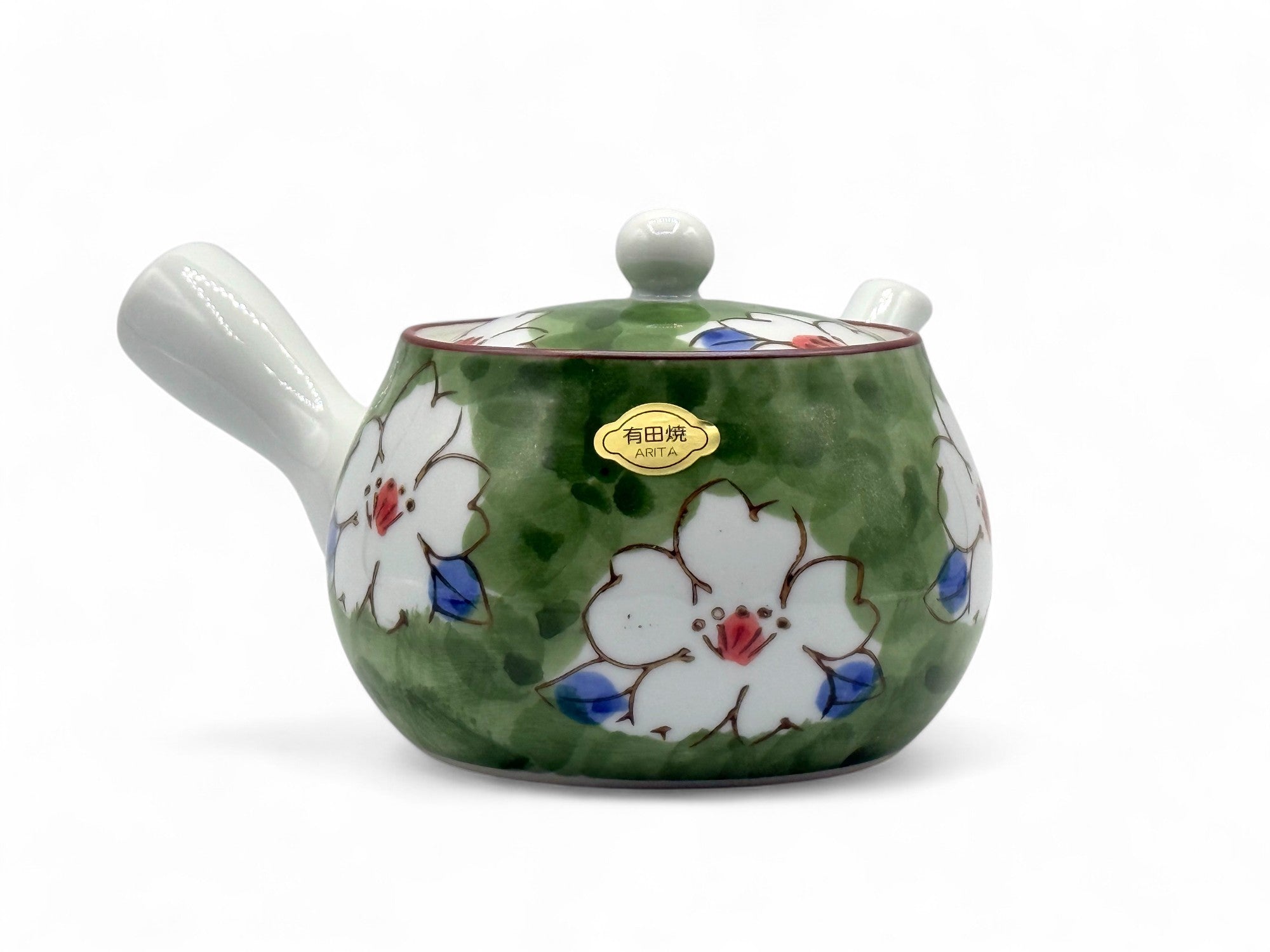 Imari Hana Green Arita-yaki Kyusu - Japanese Teapot