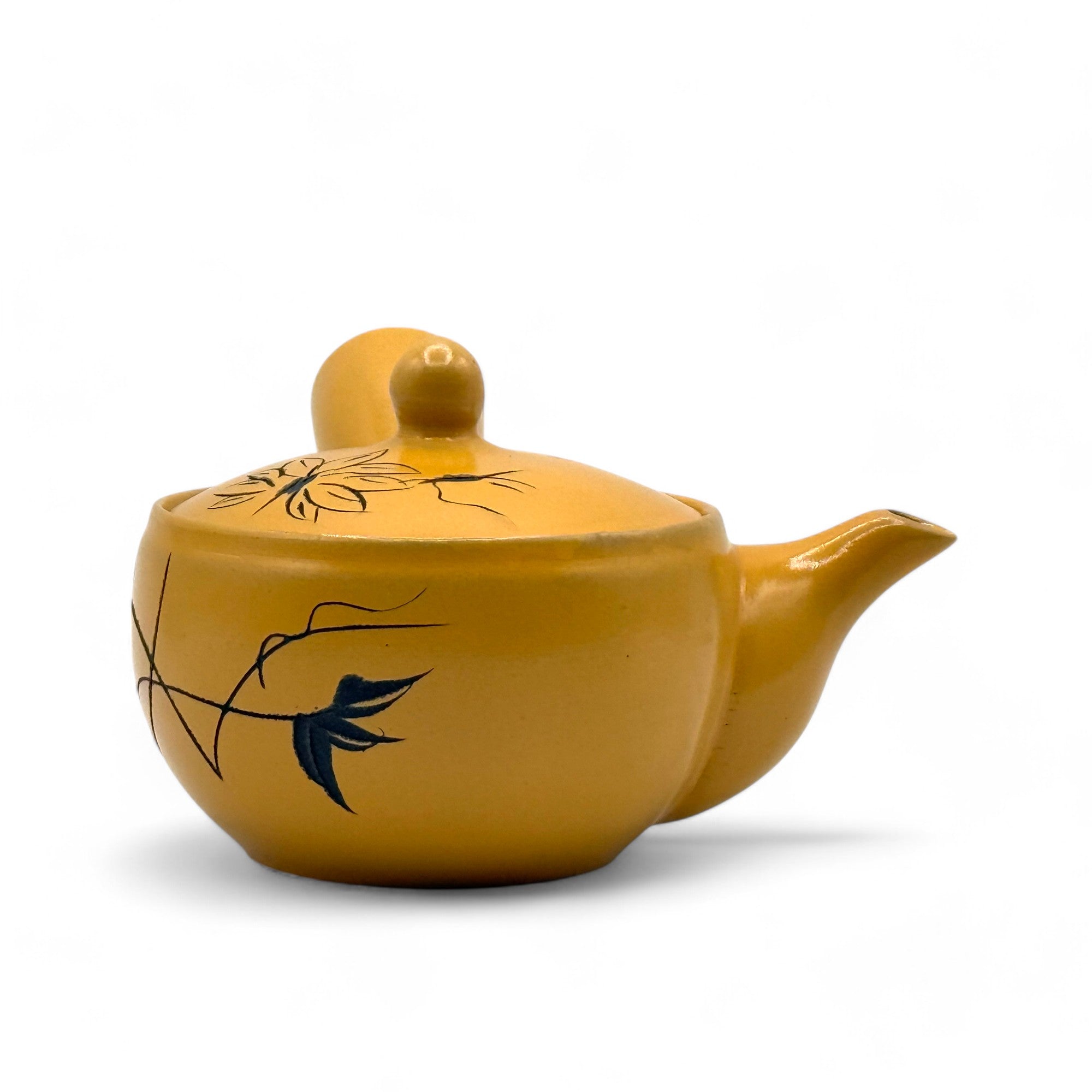 Yixing Hanabori Yellow Tokoname-yaki Kyusu - Japanese Mini Teapot