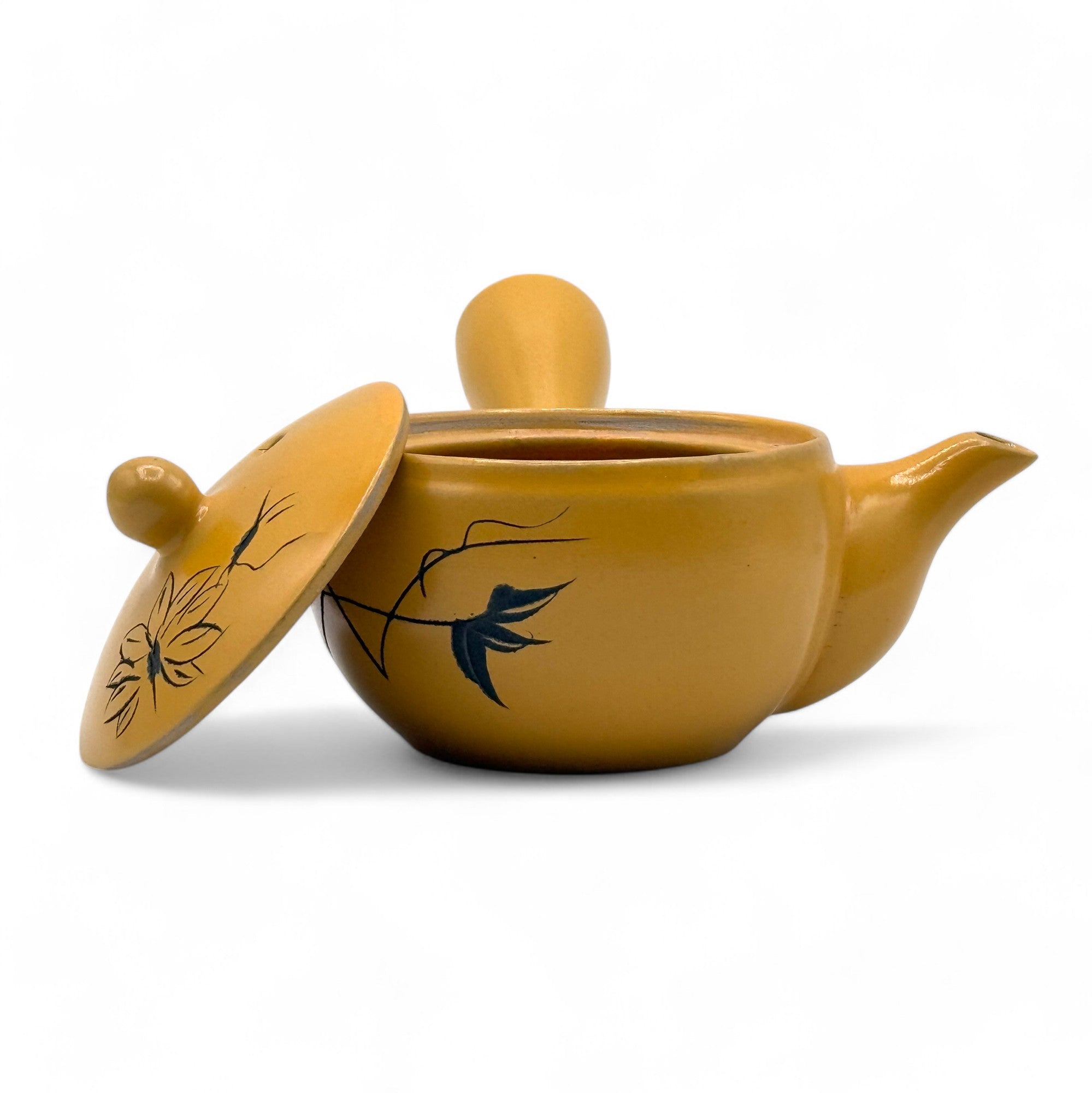 Yixing Hanabori Yellow Tokoname-yaki Kyusu - Japanese Mini Teapot