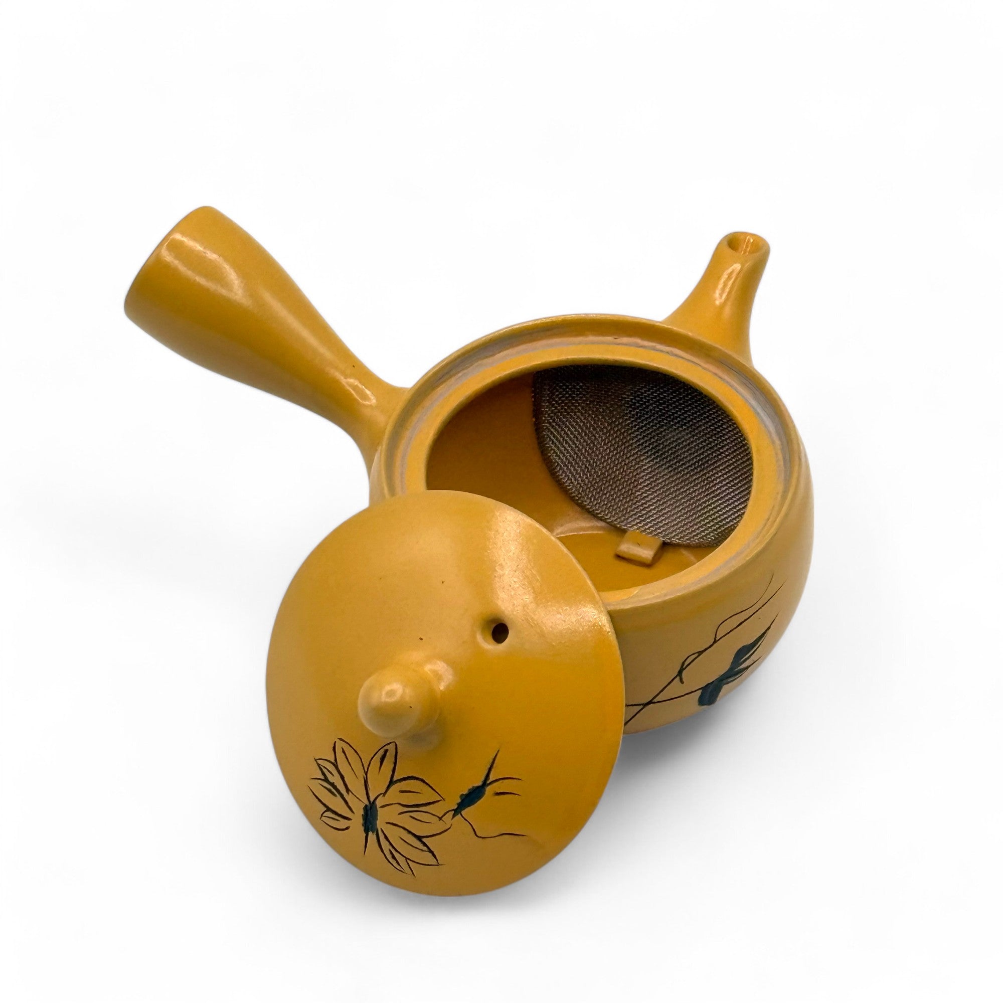 Yixing Hanabori Yellow Tokoname-yaki Kyusu - Japanese Mini Teapot