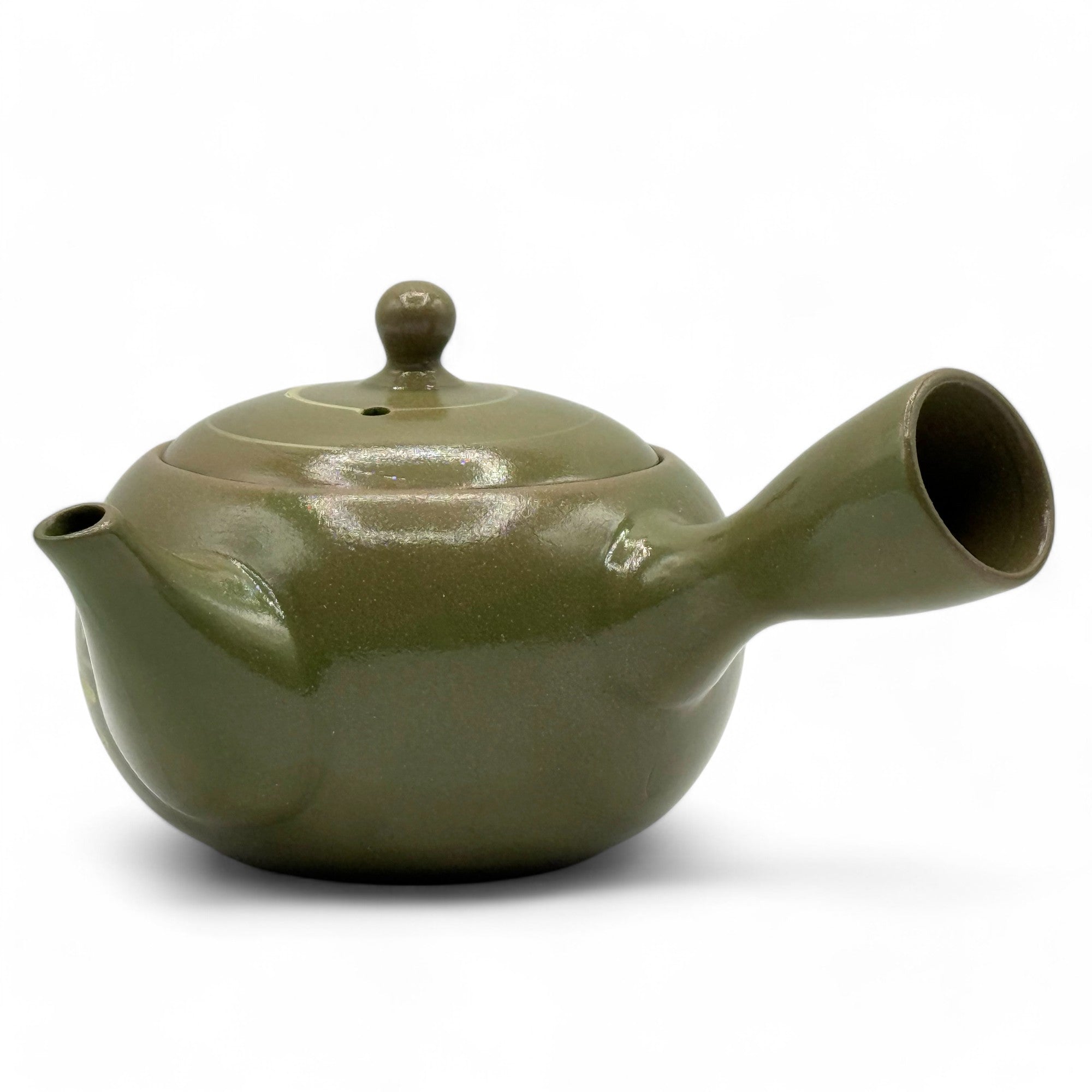 Rasen Sakura Cherry Green Tokoname-yaki Kyusu - Japanese Teapot