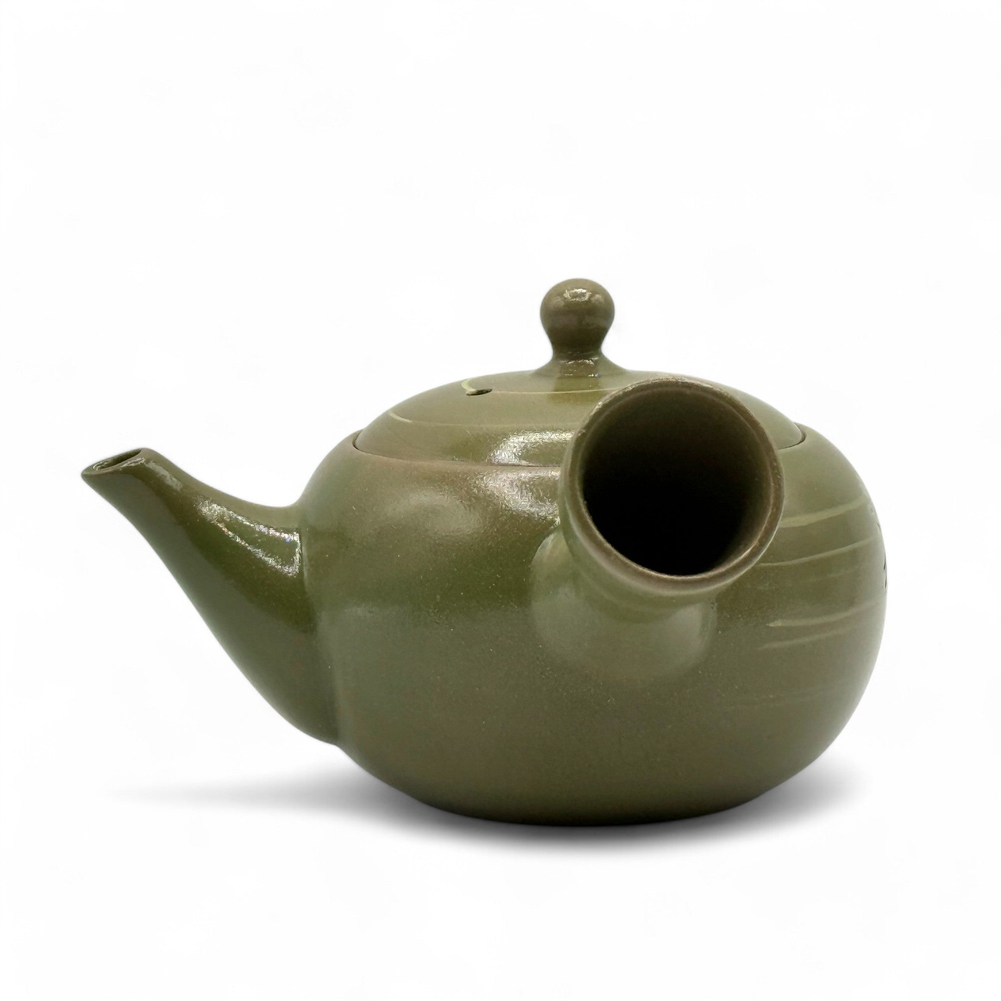 Rasen Sakura Cherry Green Tokoname-yaki Kyusu - Japanese Teapot