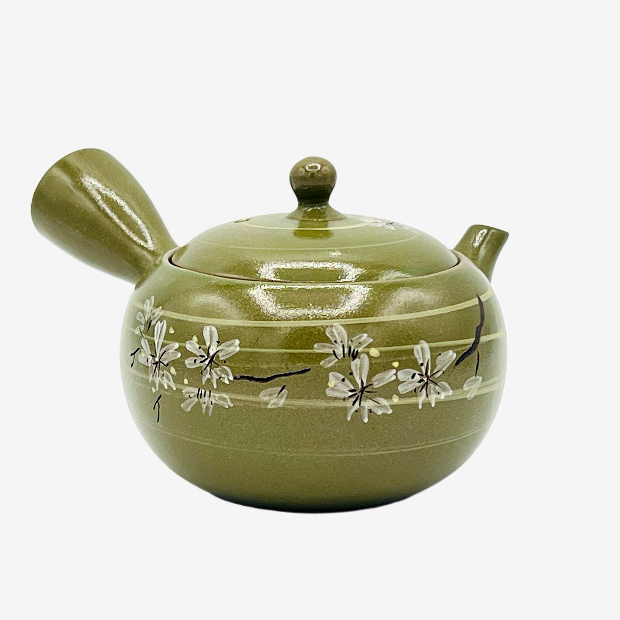 Rasen Sakura Cherry Green Kyusu - Japanese Teapot