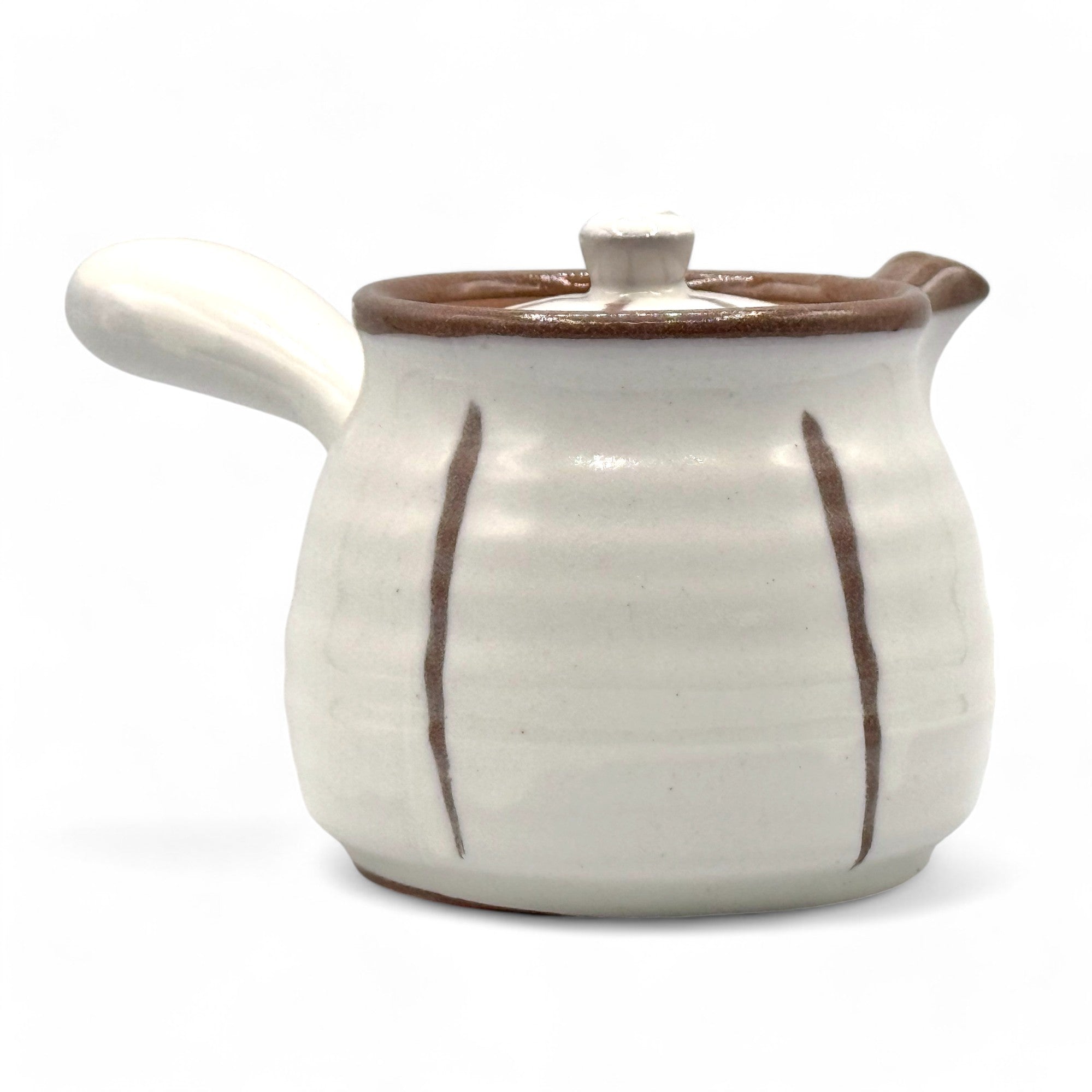 Kyojuso Rokubei White Mino-yaki Kyusu - Japanese Teapot