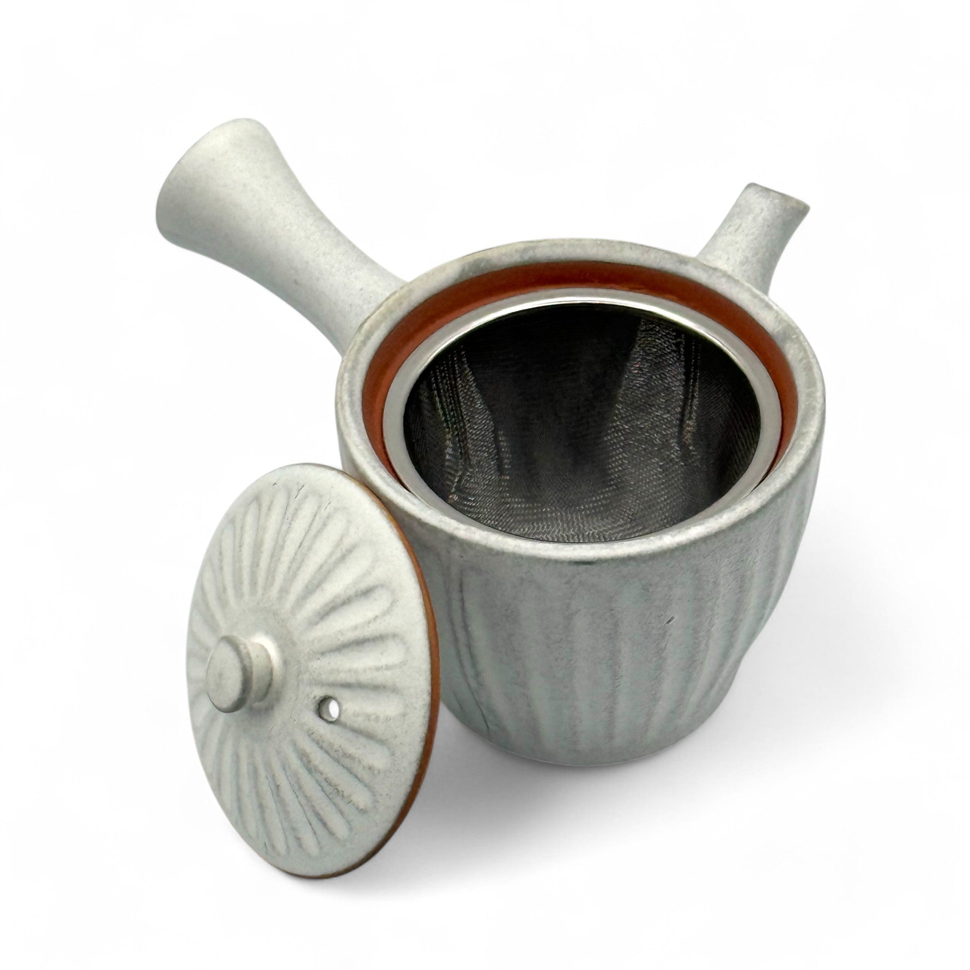Kiku Kohiki Rustic White Tokoname-yaki Kyusu - Japanese Teapot