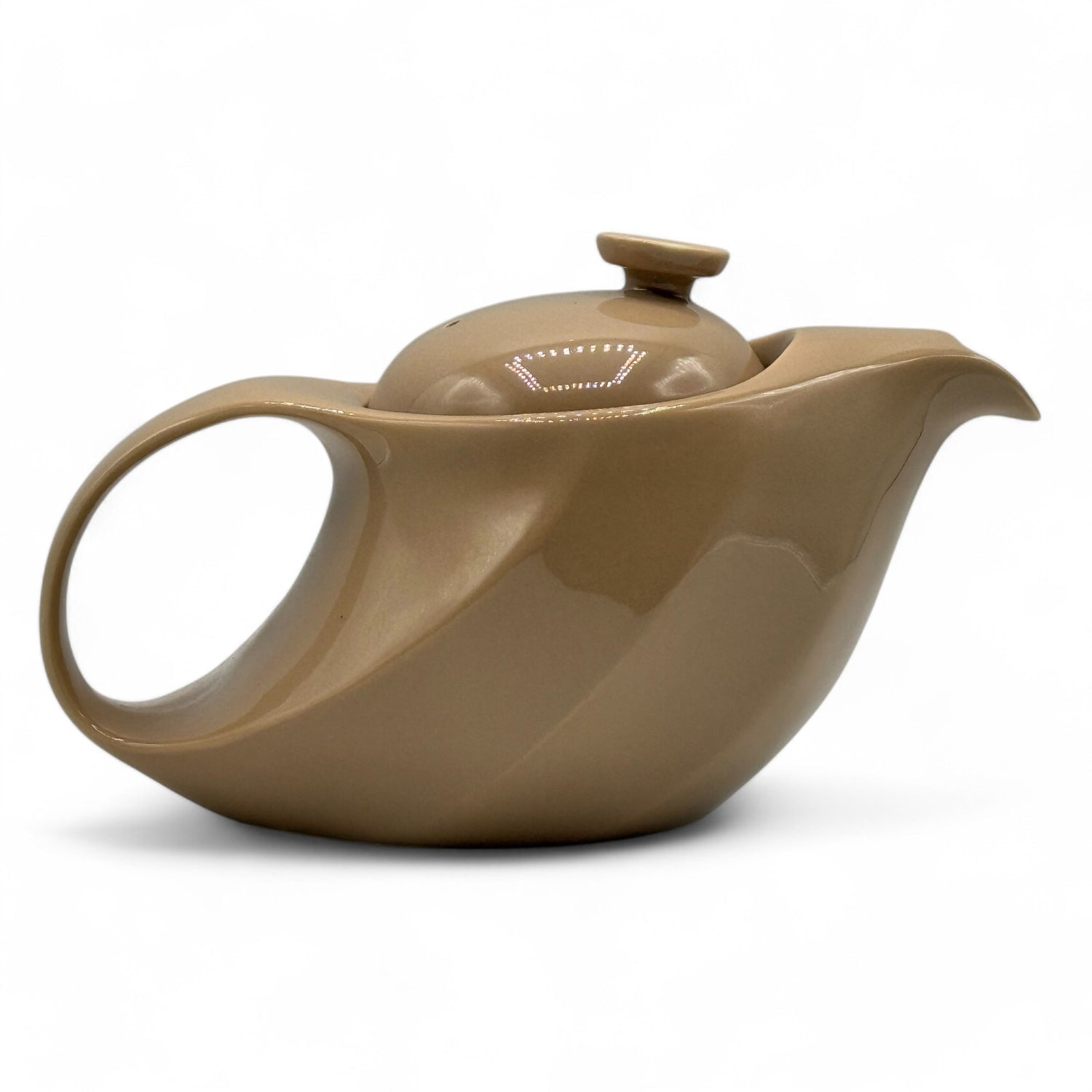 Rakuchin Beige Mino-yaki Porcelain Kyusu - Japanese Teapot