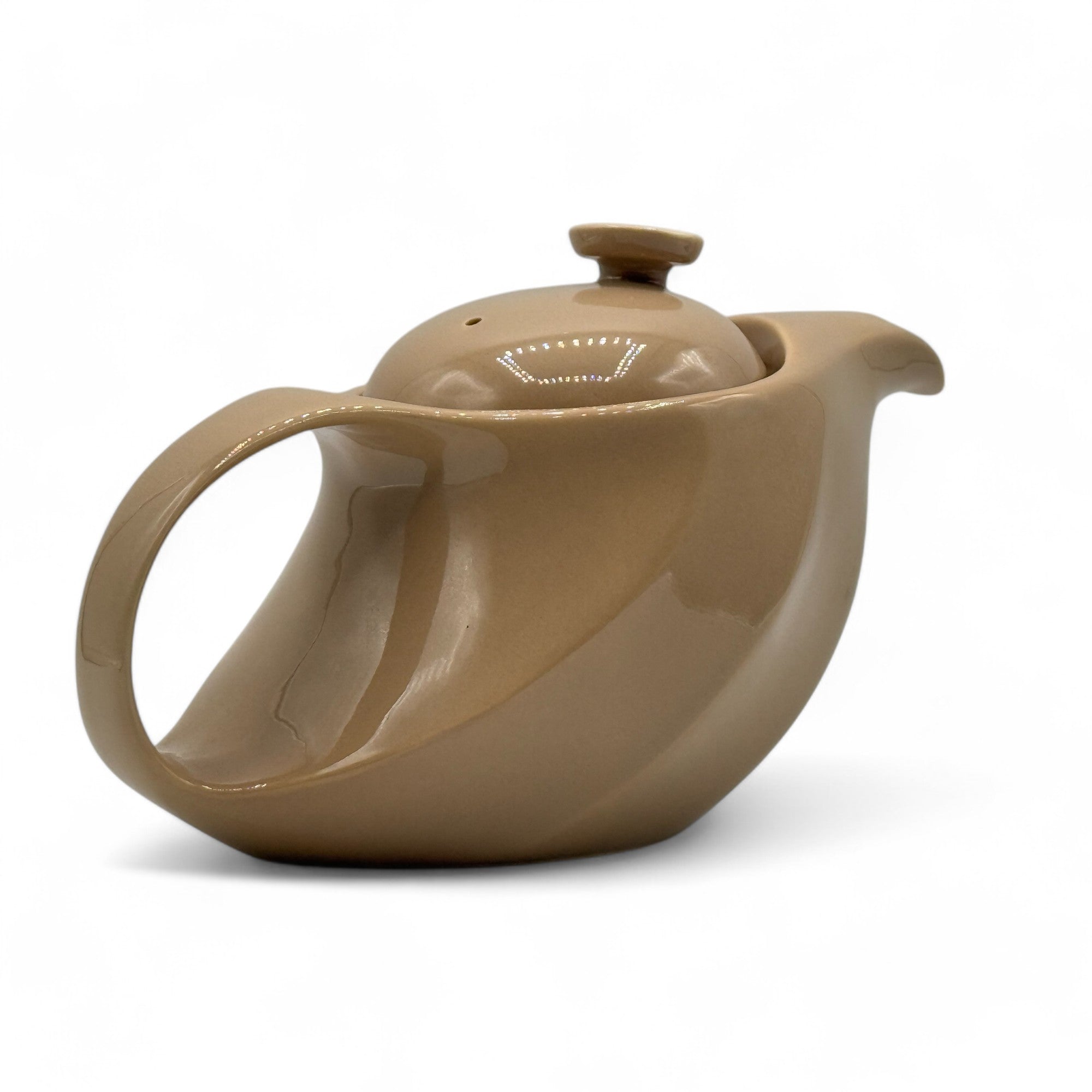 Rakuchin Beige Mino-yaki Porcelain Kyusu - Japanese Teapot