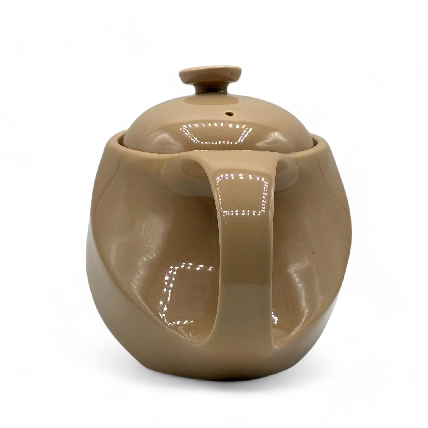 Rakuchin Beige Mino-yaki Porcelain Kyusu - Japanese Teapot