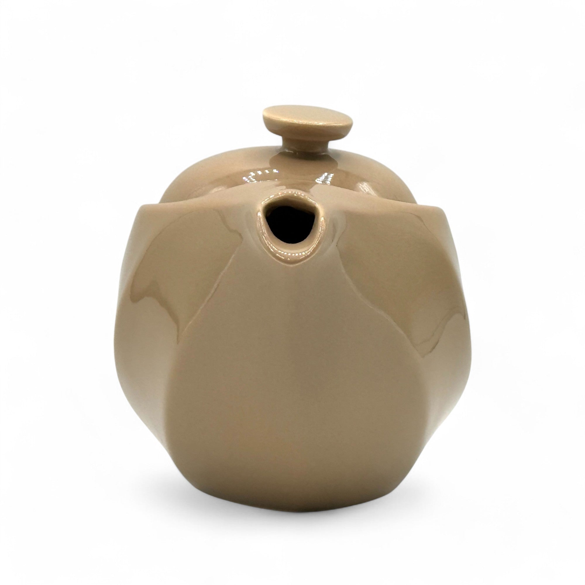 Rakuchin Beige Mino-yaki Porcelain Kyusu - Japanese Teapot