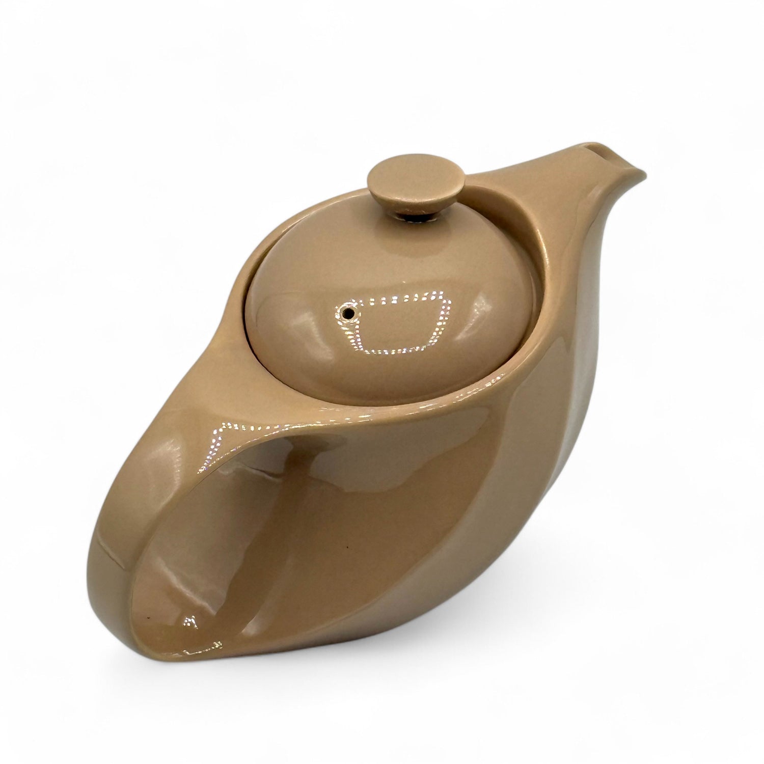 Rakuchin Beige Mino-yaki Porcelain Kyusu - Japanese Teapot