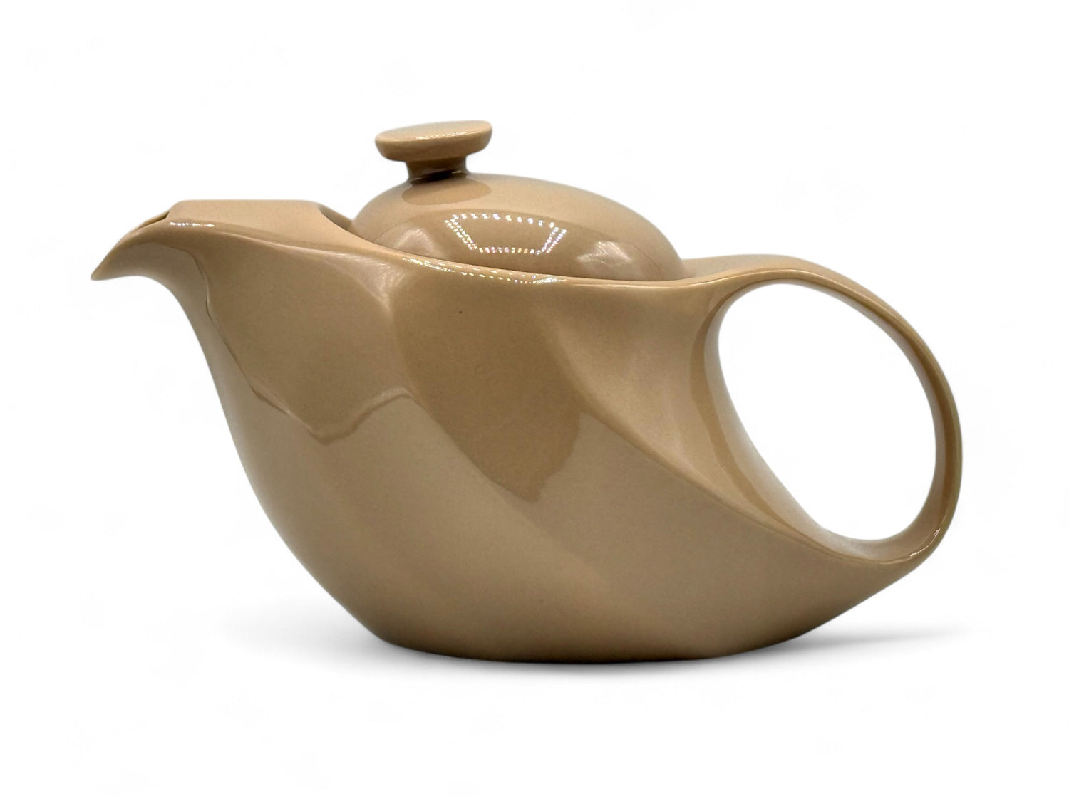 Rakuchin Beige Mino-yaki Porcelain Kyusu - Japanese Teapot