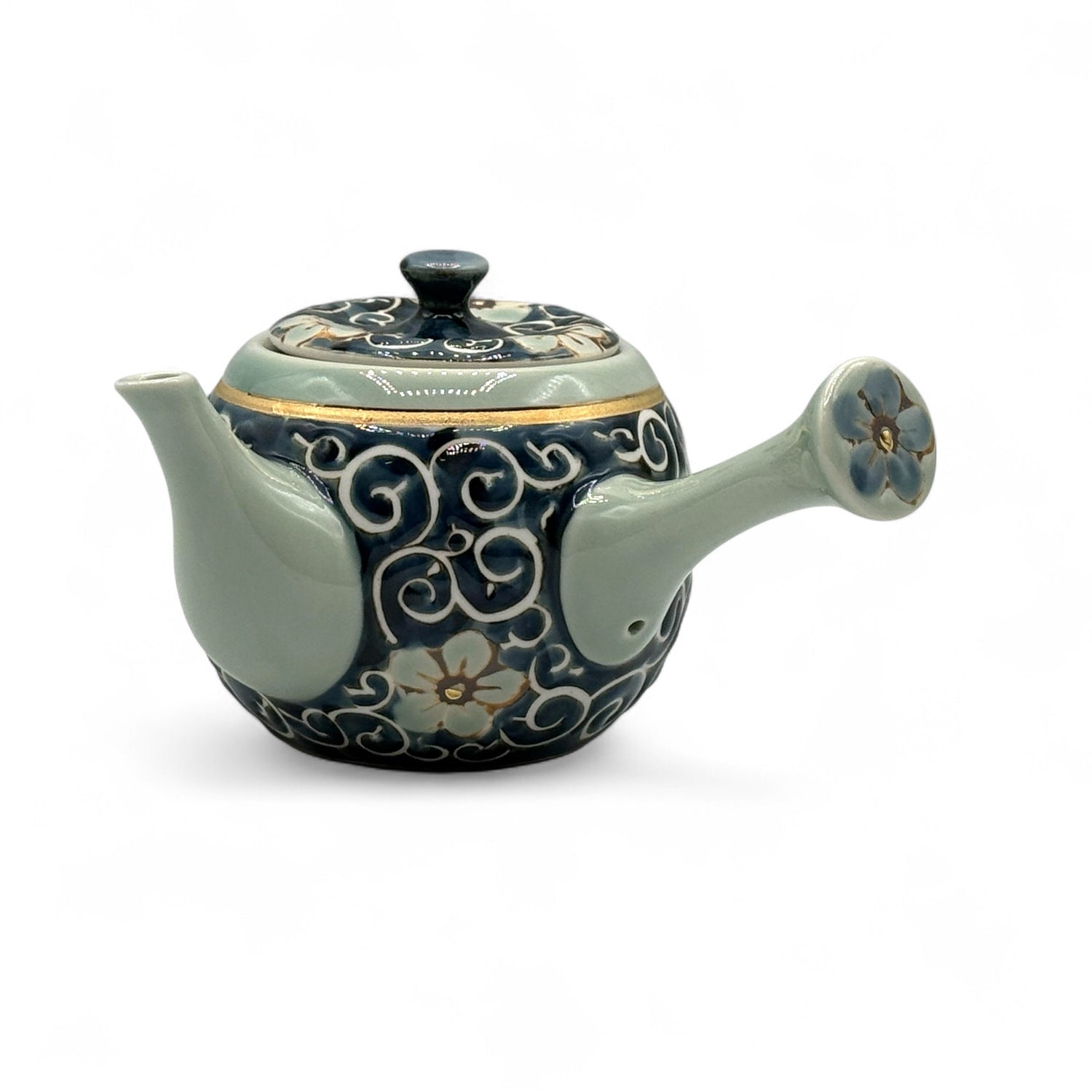 Kikyo Karakusa Blue Hasami-yaki Kyusu - Japanese Teapot