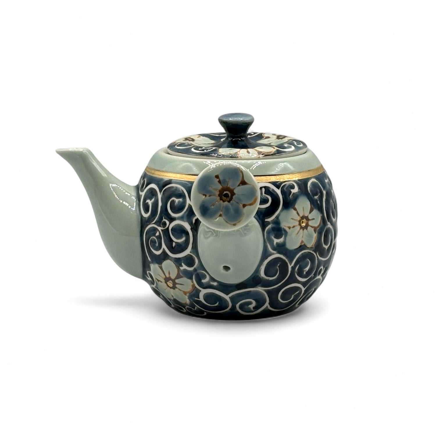 Kikyo Karakusa Blue Hasami-yaki Kyusu - Japanese Teapot