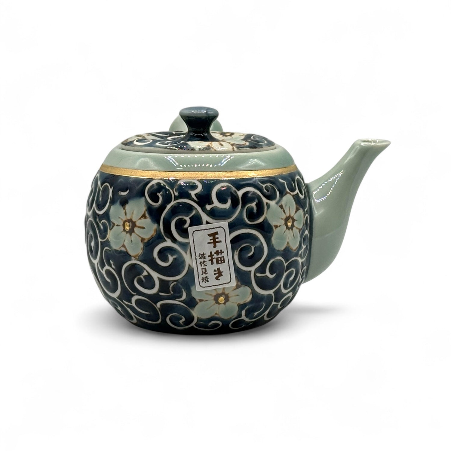 Kikyo Karakusa Blue Hasami-yaki Kyusu - Japanese Teapot