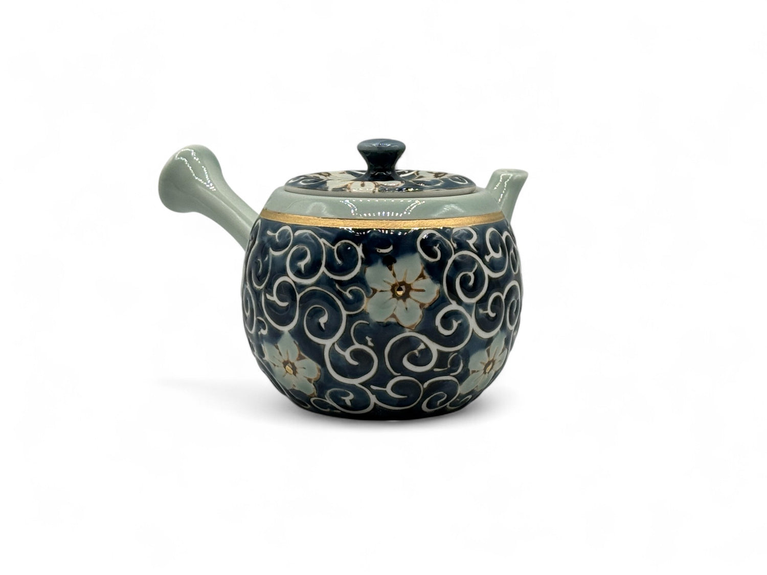 Kikyo Karakusa Blue Hasami-yaki Kyusu - Japanese Teapot