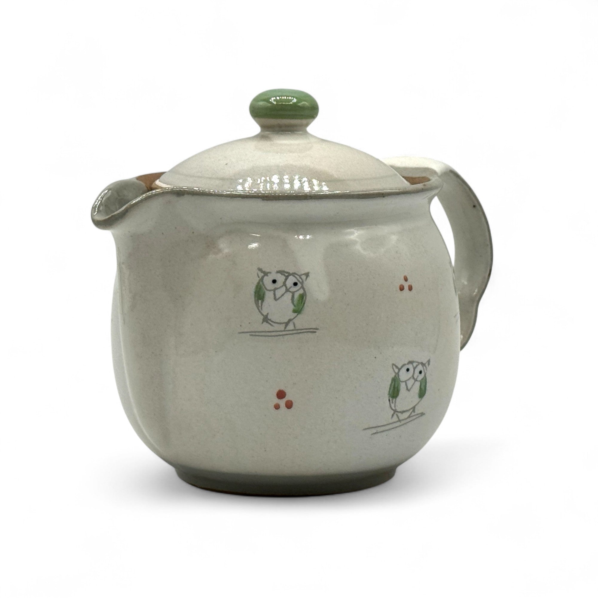 Kohiki Owl Beige Tokoname-yaki Kyusu - Japanese Teapot
