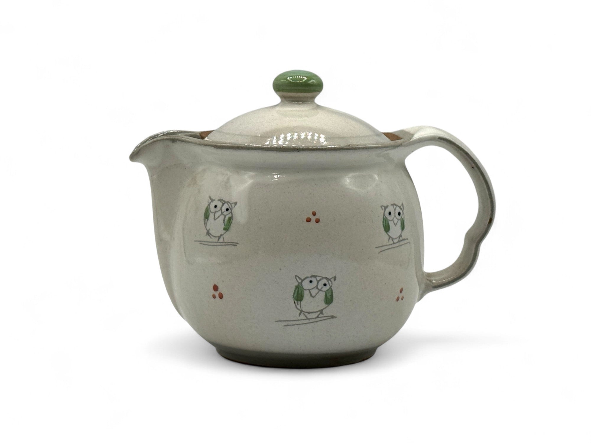 Kohiki Owl Beige Tokoname-yaki Kyusu - Japanese Teapot