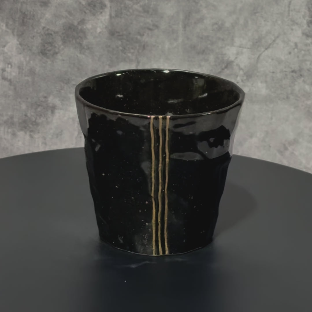 Kuro Rock Black Mino-yaki Yunomi - Japanese Teacup