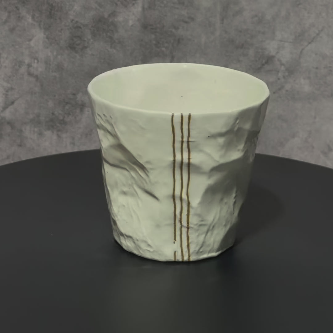 Shiro Rock White Mino-yaki Yunomi - Japanese Teacup