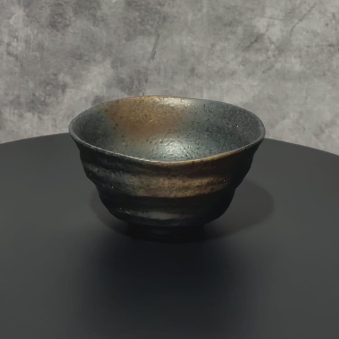 Rokubei Black Bizen-yaki Yunomi - Japanese Sencha Teacup