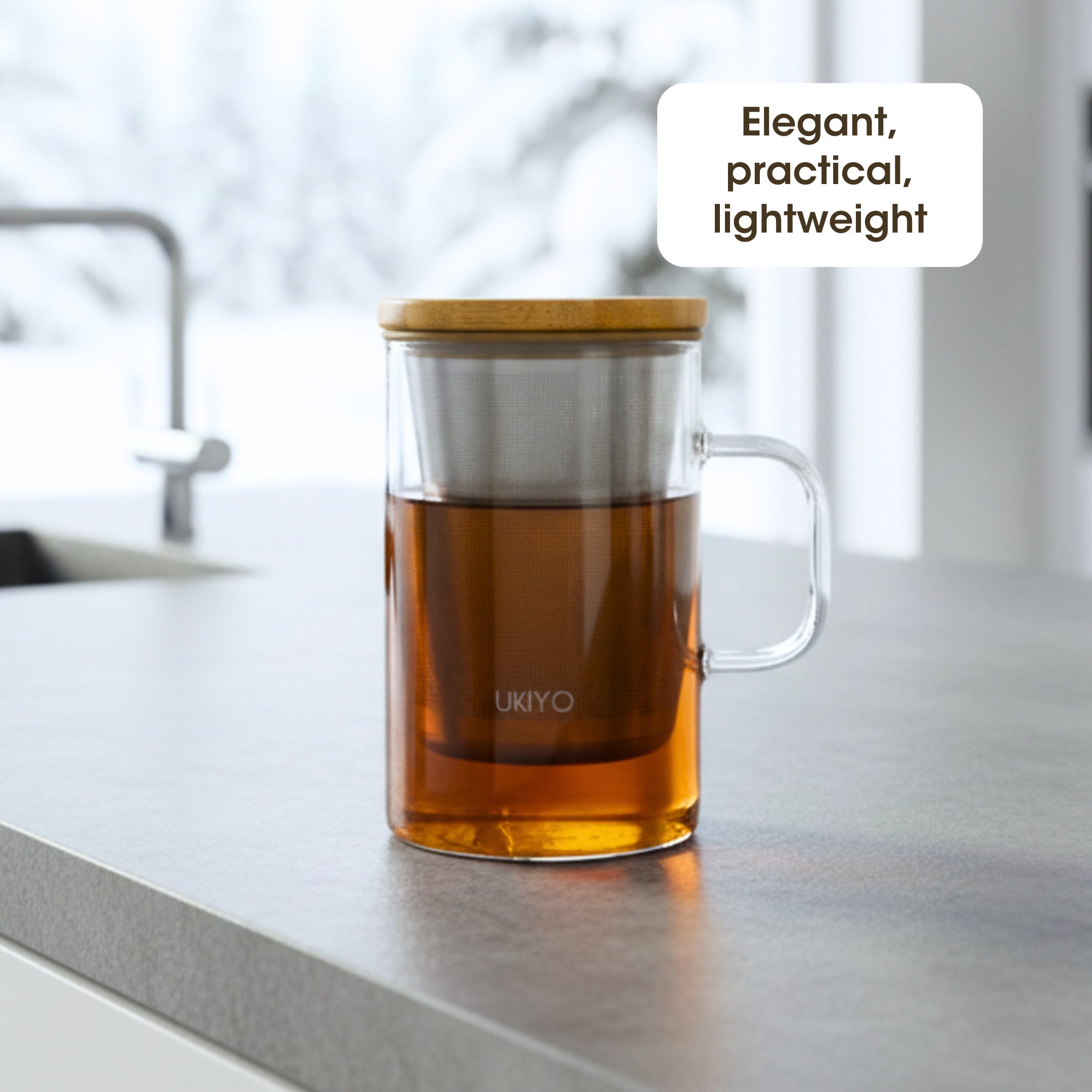 Ukiyo Wood - Glass &amp; Stainless Steel Tea Infuser