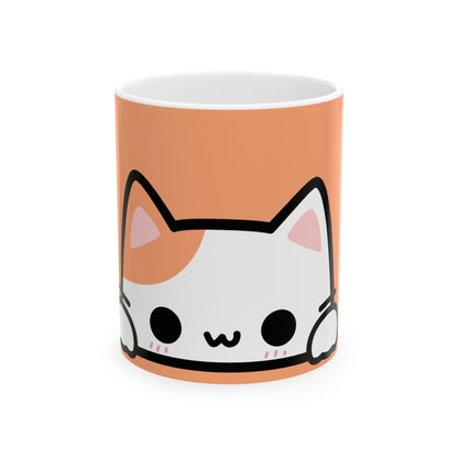 Kawaii Peeking Cat Mug | Cute Cat Face Ceramic Mug