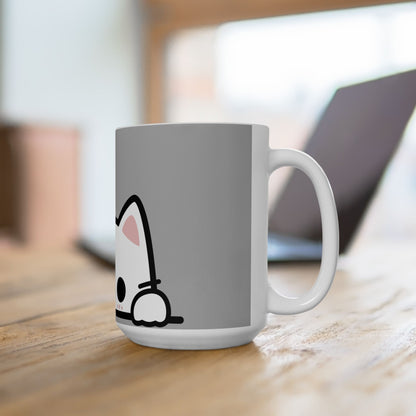 Kawaii Peekaboo Cat Ceramic Mug — Cute Calico Coffee Cup