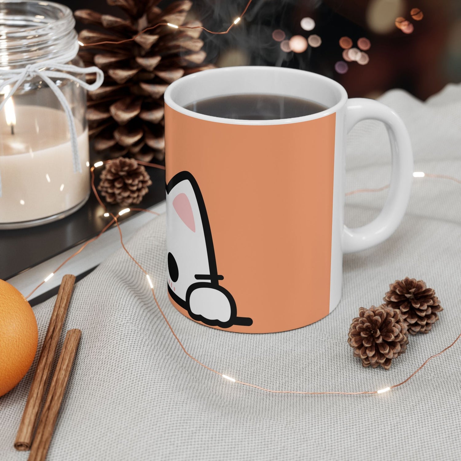 Kawaii Peeking Cat Mug | Cute Cat Face Ceramic Mug