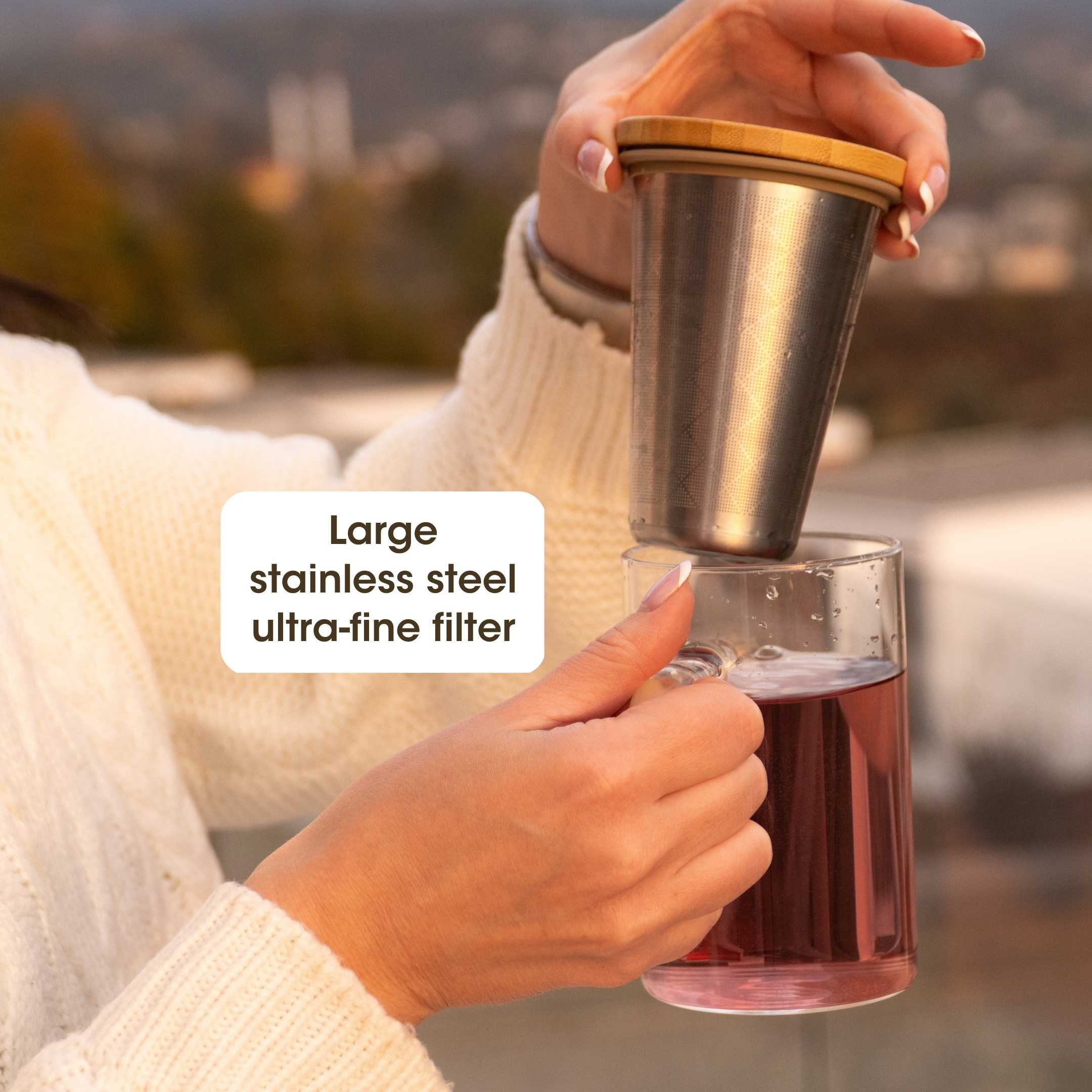 Ukiyo Wood - Glass &amp; Stainless Steel Tea Infuser