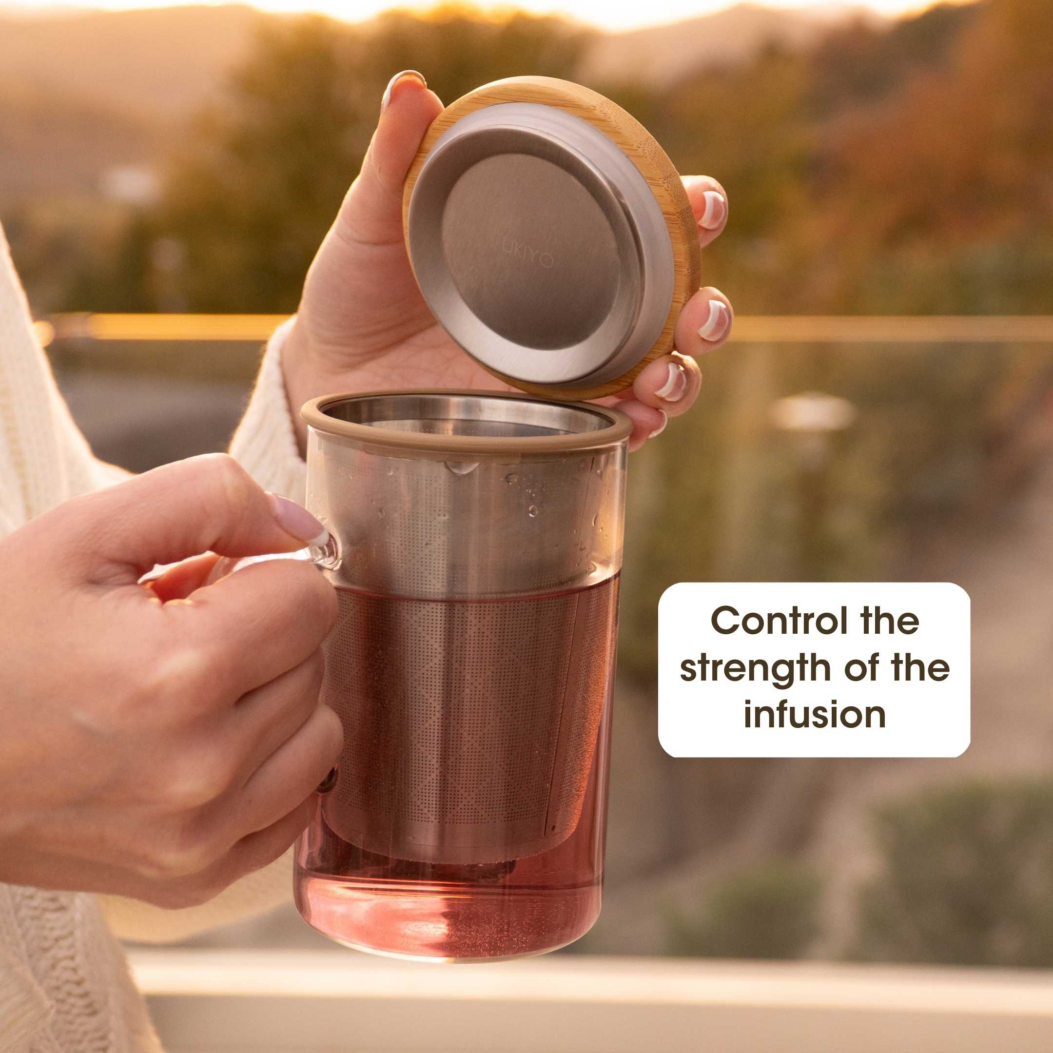 Ukiyo Wood - Glass &amp; Stainless Steel Tea Infuser