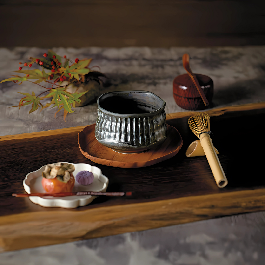 Black Ceramic Meisen Matcha Bowl