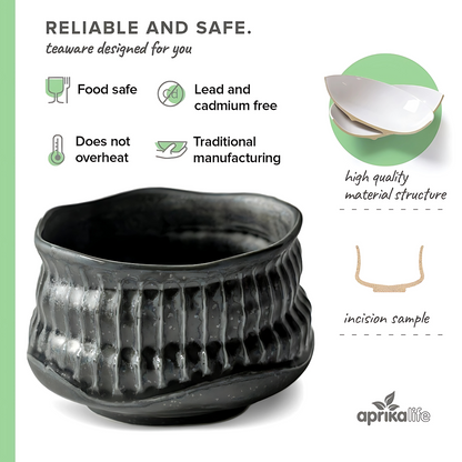 Black Ceramic Meisen Matcha Bowl
