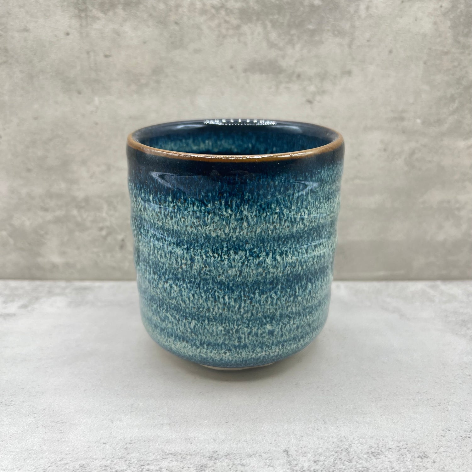 Namako Coral Blue Mino-yaki Yunomi - Japanese Teacup