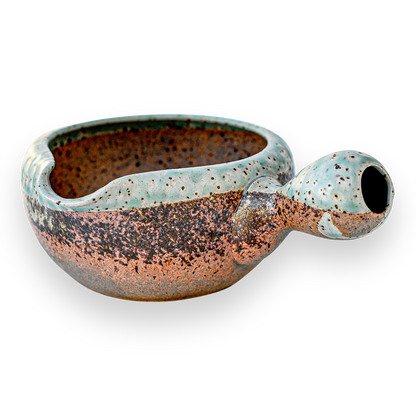 Brown Ceramic Matcha Bowl with Spout