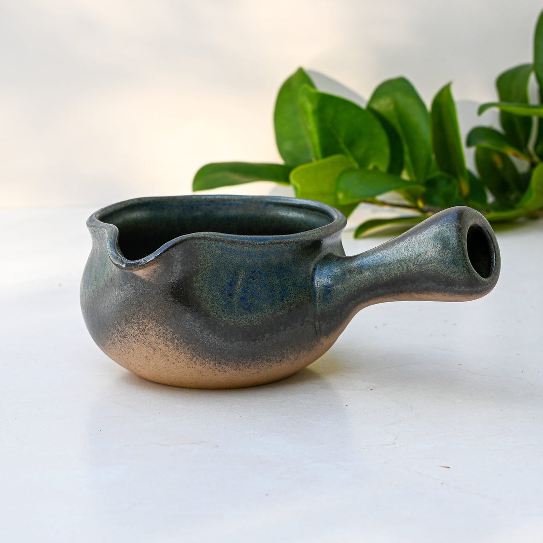 Blue Spouted Ceramic Matcha Bowl