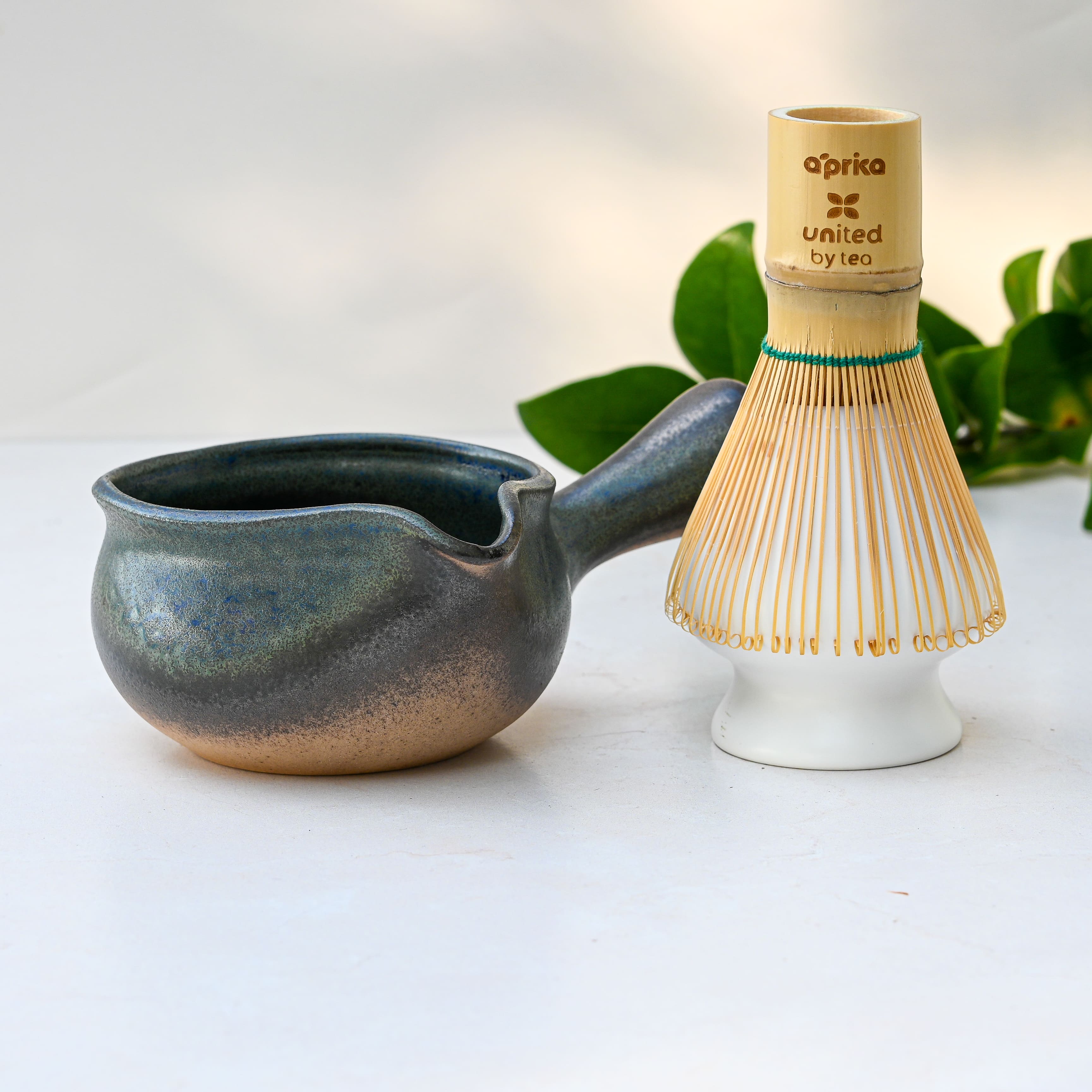 Blue Spouted Ceramic Matcha Bowl